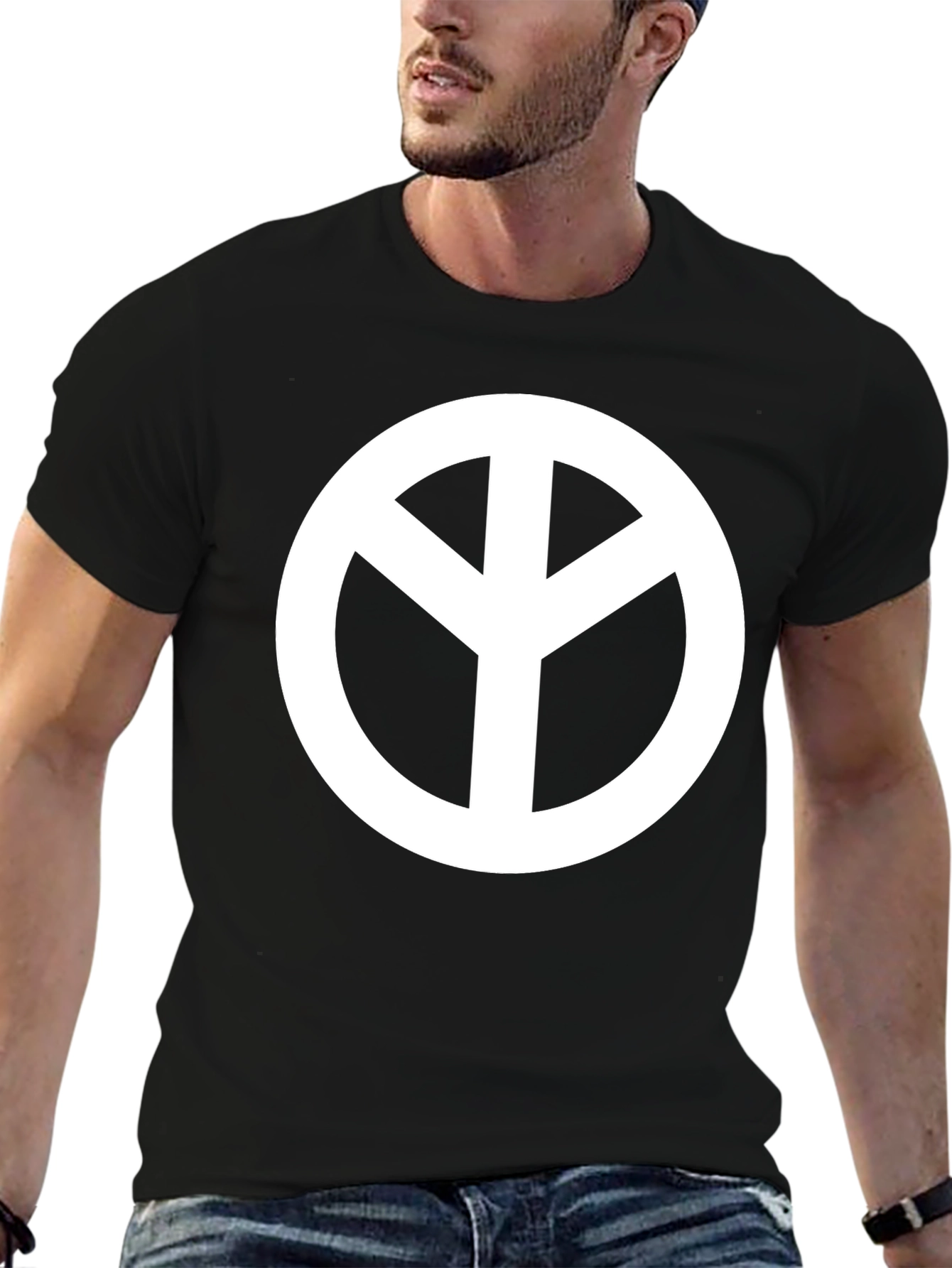 Black Peace Symbol Black T-Shirt view 6