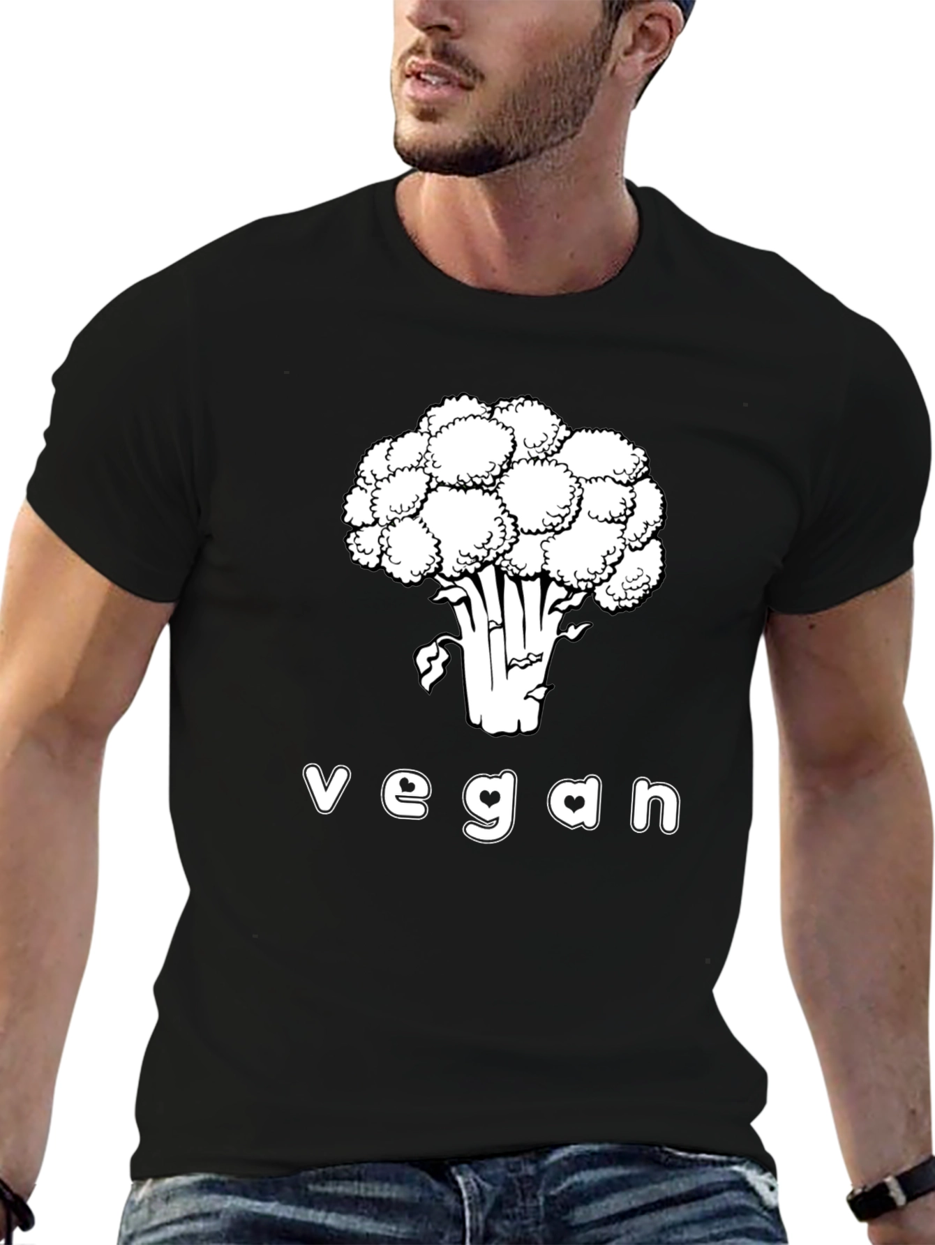 Black Vegan T-Shirt Cauliflower Graphic Tee view 6