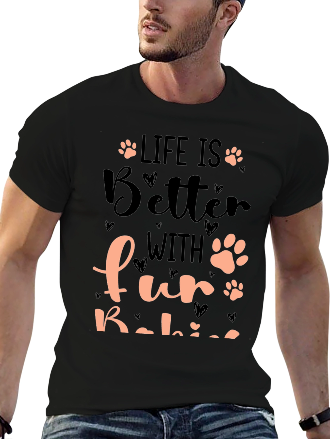 Black Life is Better with Fur Babies T-Shirt view 6