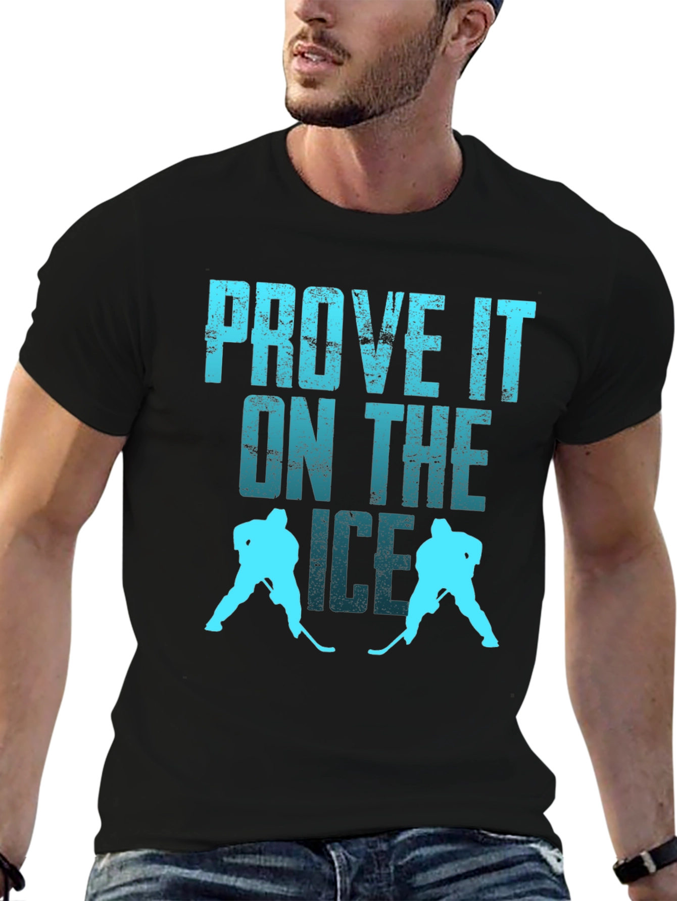 Black Prove It On The Ice Hockey Graphic Tee view 6