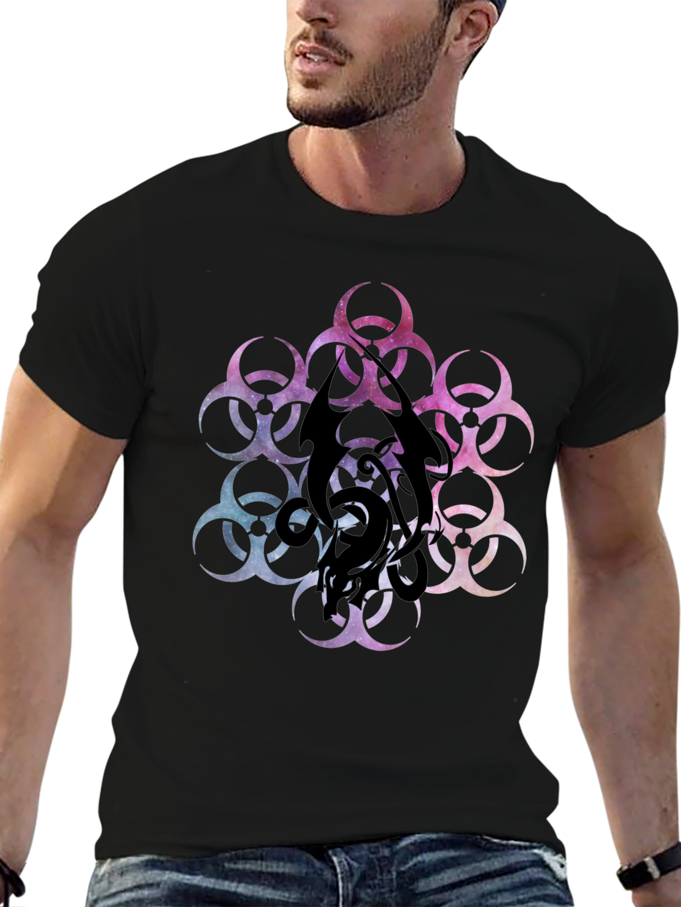 Black Biohazard Galaxy T-Shirt - Black Graphic Tee view 6