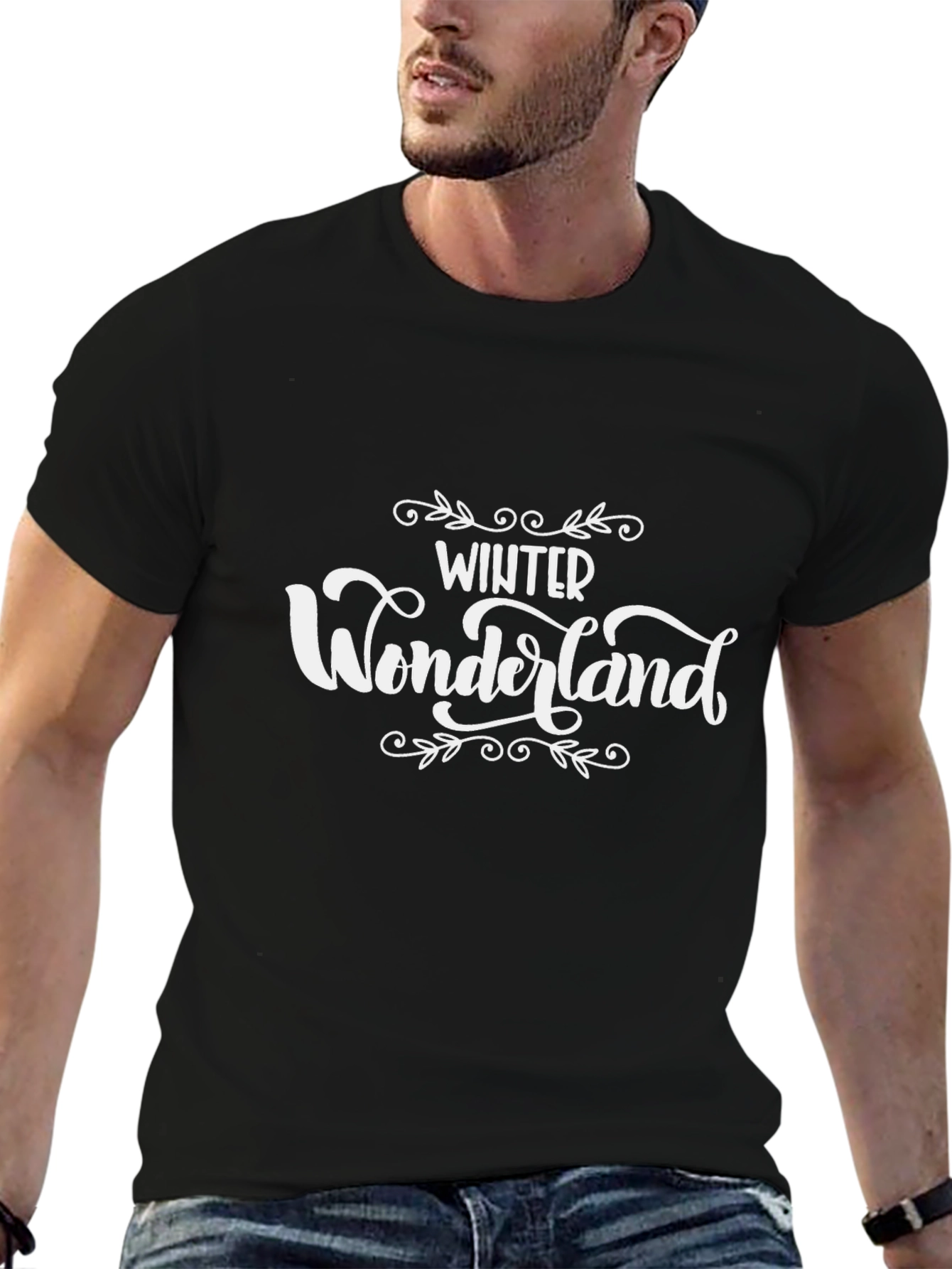 Black Winter Wonderland Graphic Tee - Holiday Season Shirt view 6