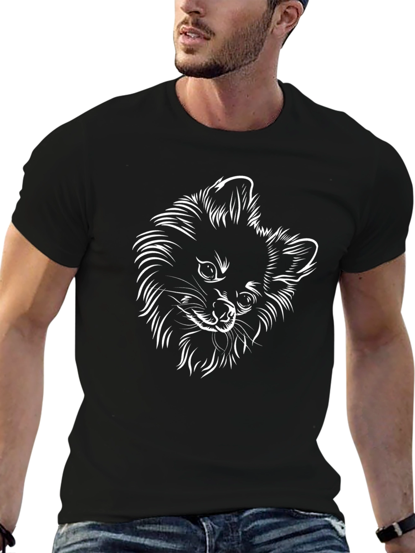 Black Dog Sketch Graphic Black T-Shirt view 6