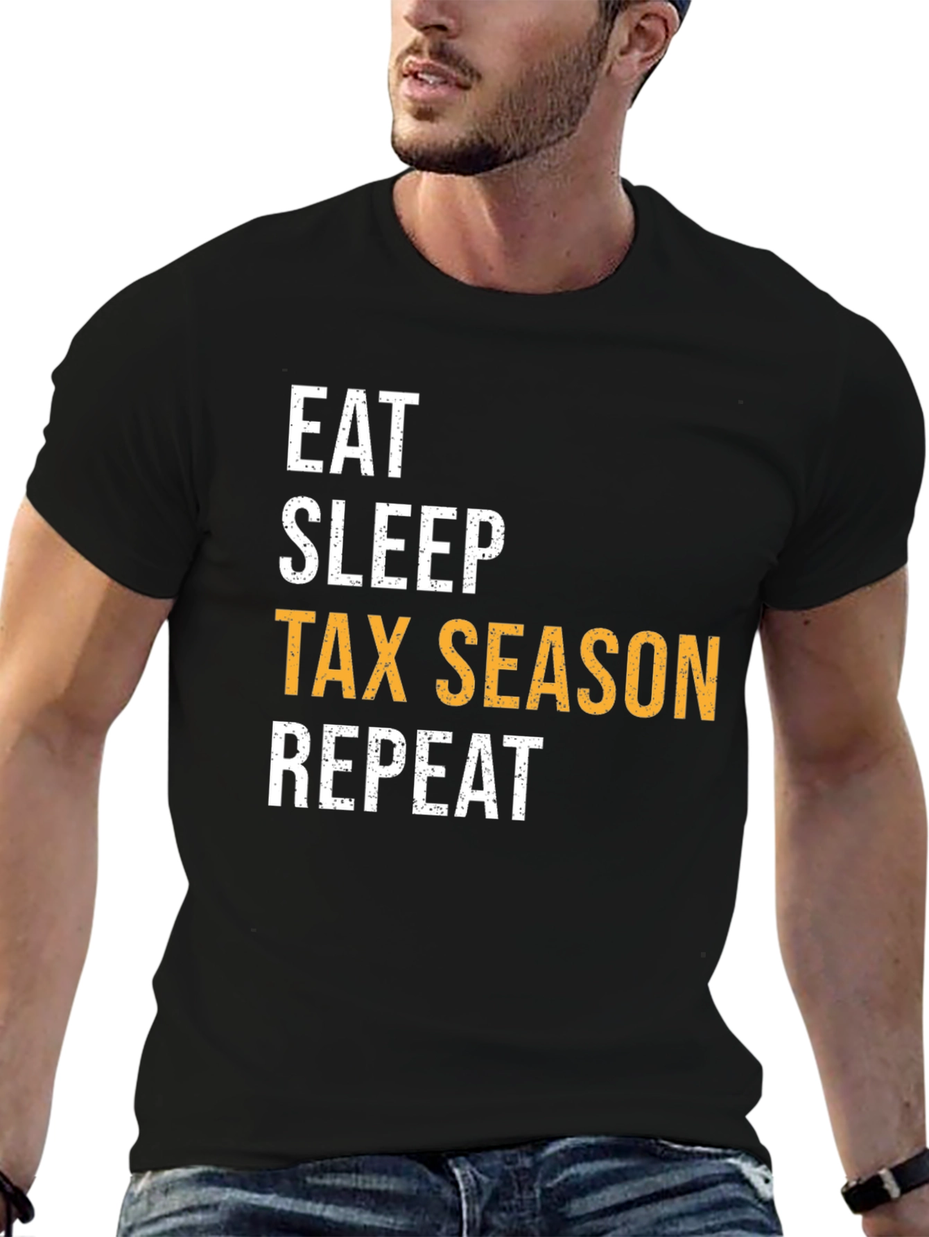 Black Eat Sleep Tax Season Repeat Black Graphic Tee view 6