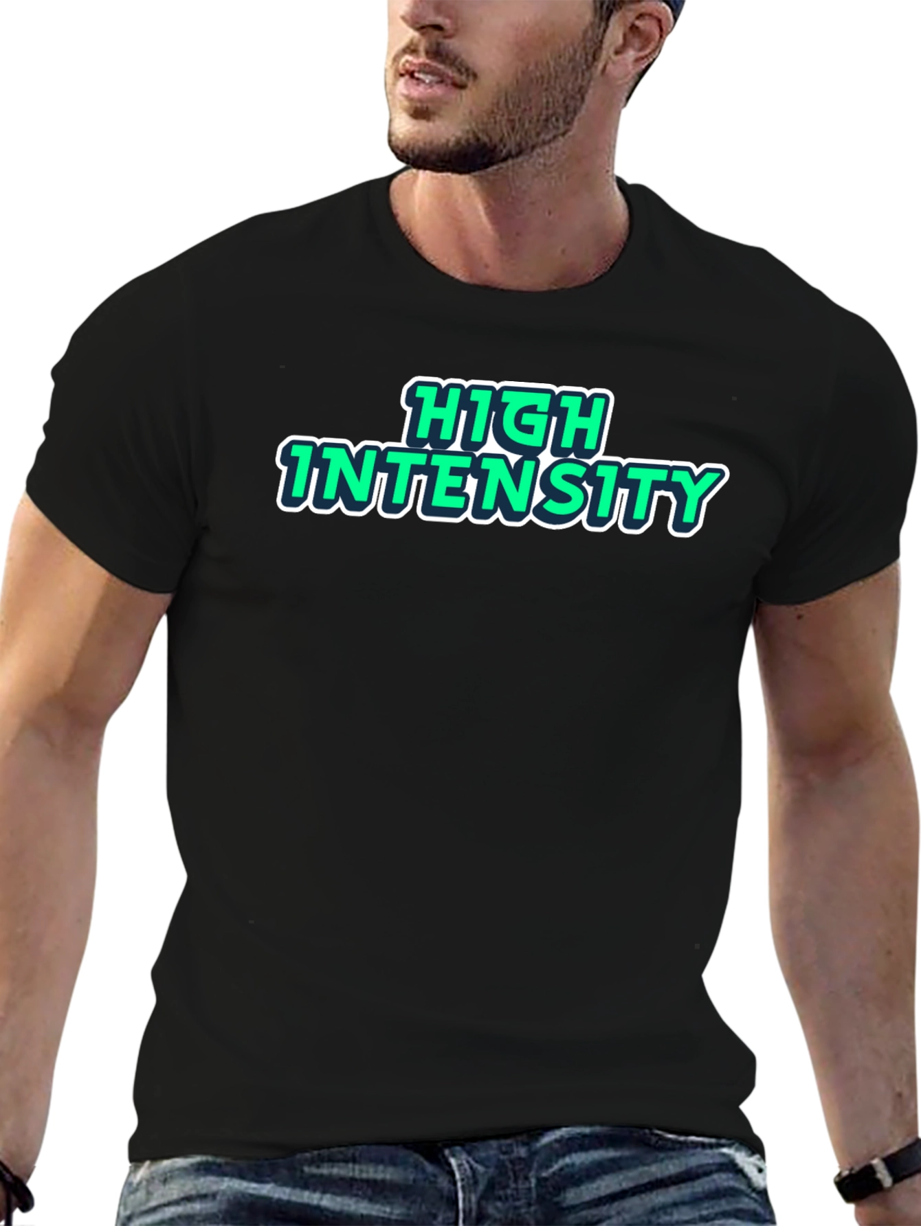 Black High Intensity Graphic Print Black T-Shirt view 6