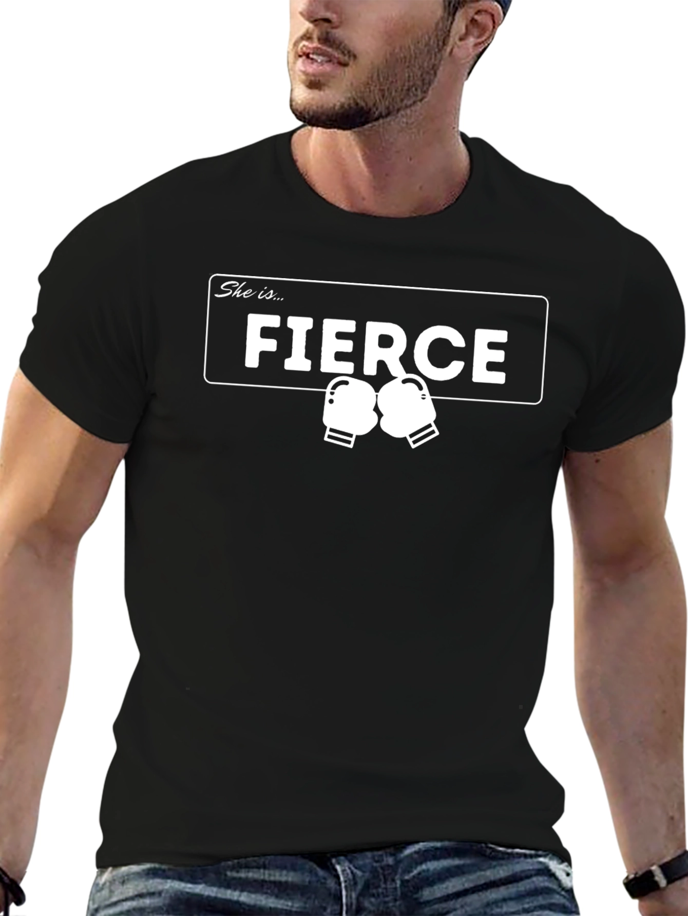 Black Fierce Boxing Gloves Graphic T-Shirt - Stylish Comfort view 6