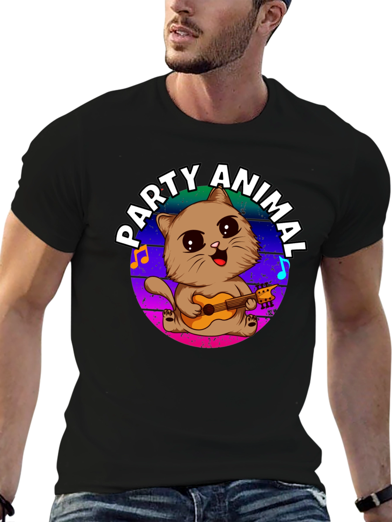 Black Party Animal Cat T-Shirt view 6