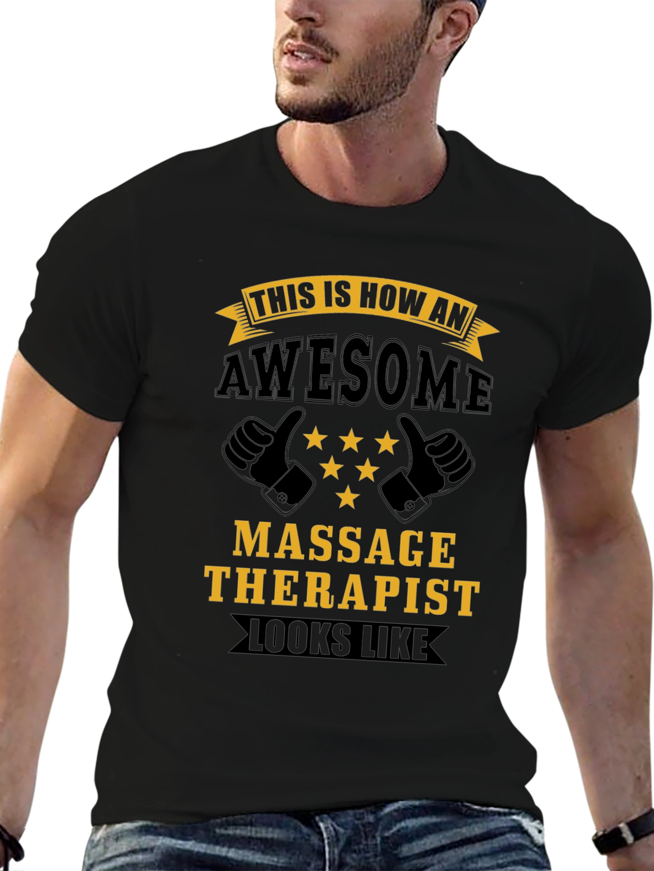 Black Awesome Massage Therapist T-Shirt - Black view 6