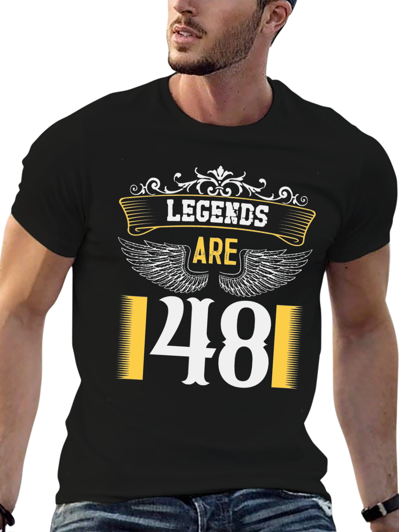 Black Legends Are 48 T-Shirt | Birthday Gift Idea view 6