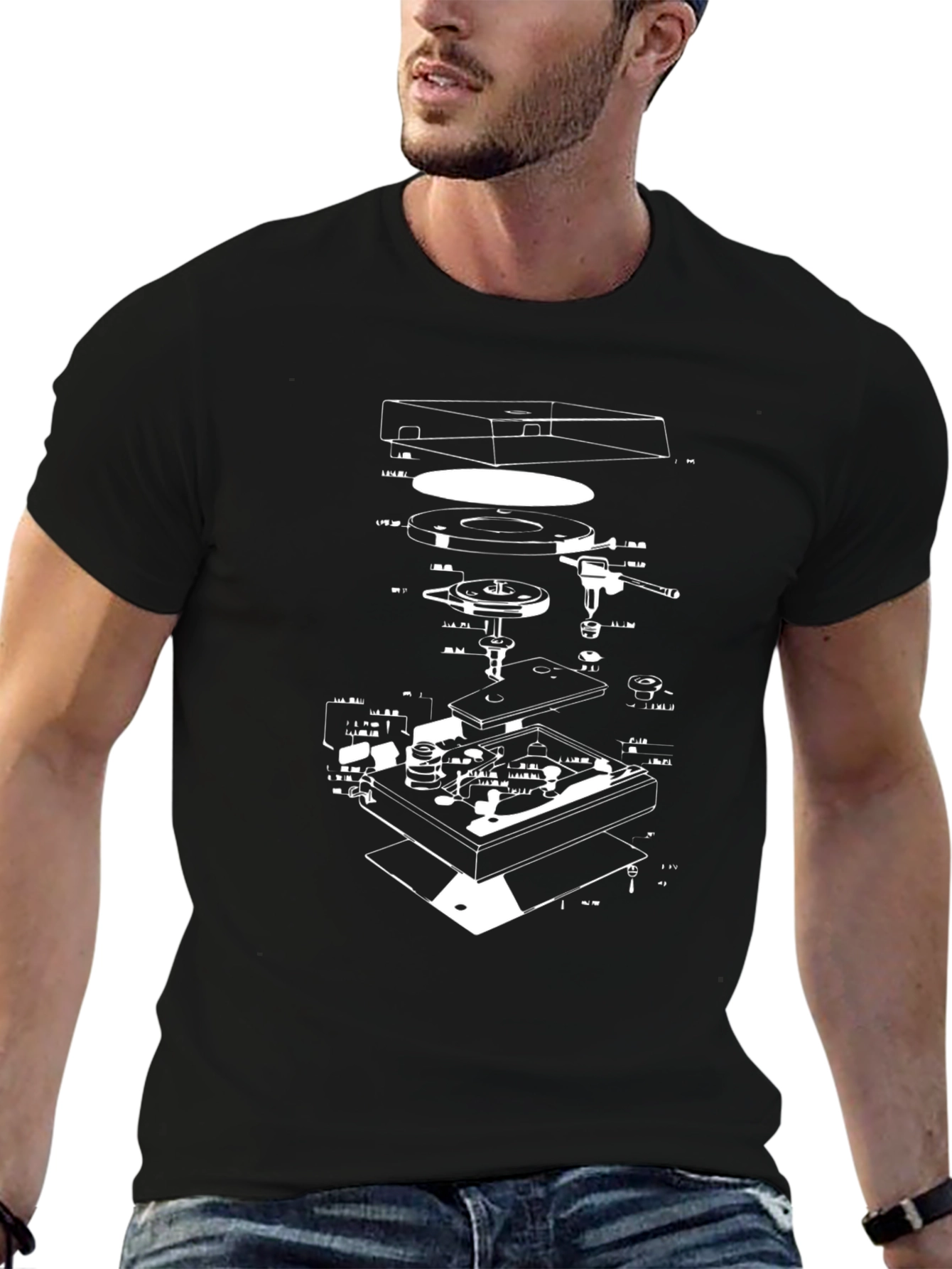 Black Black Turntable Schematic T-Shirt view 6