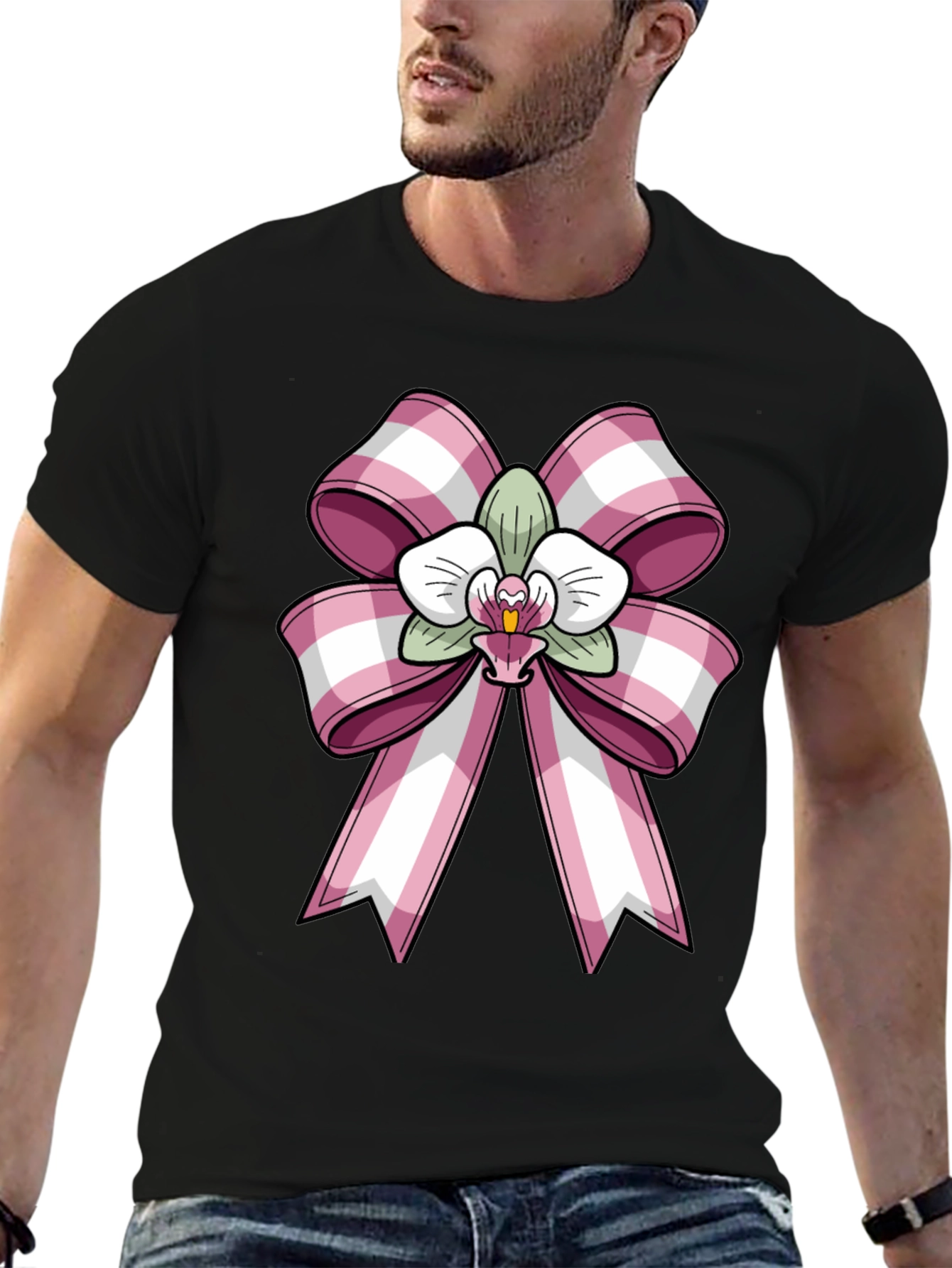 Black Orchid Bow Graphic Tee - Stylish Casual Wear view 6