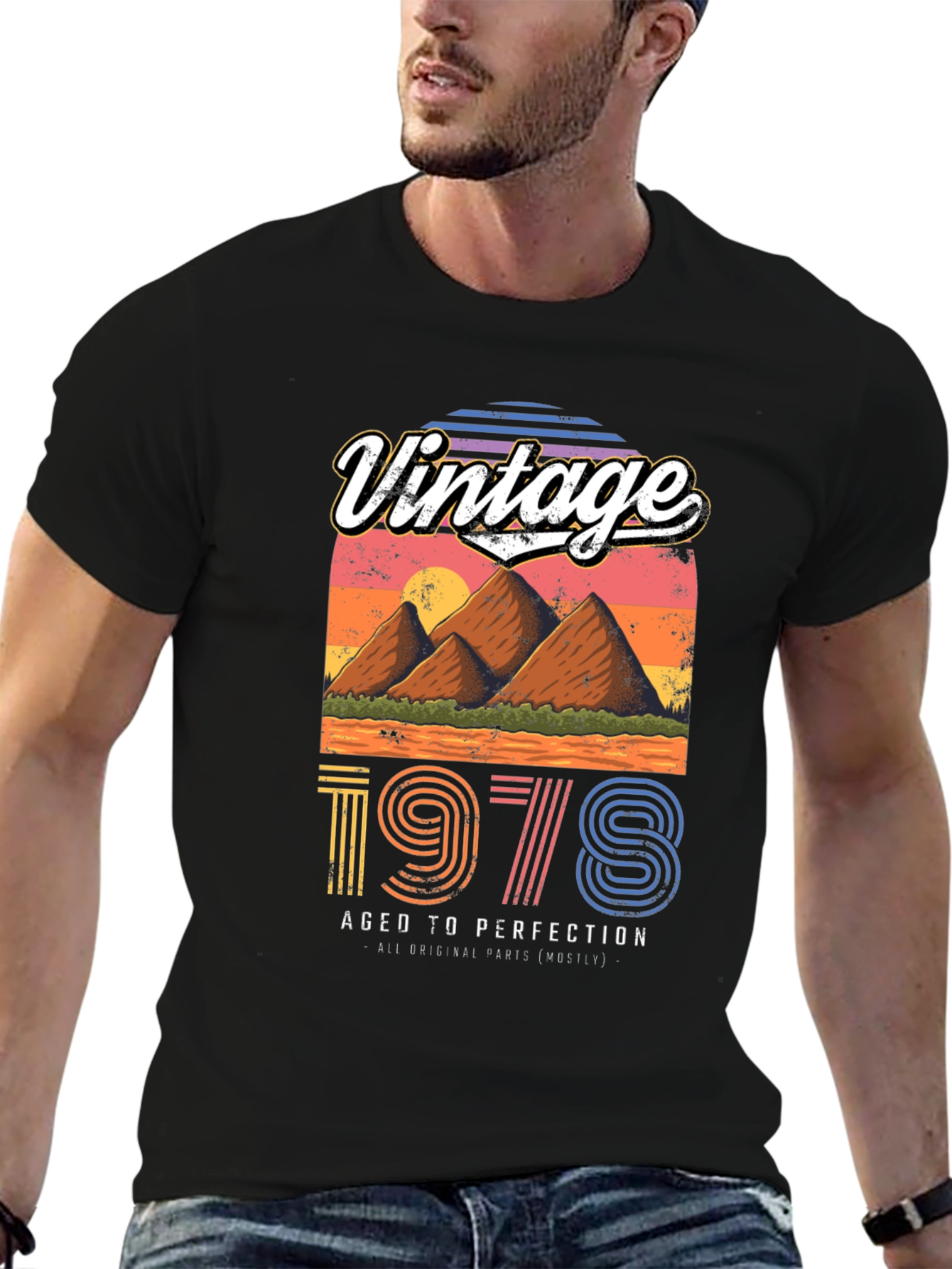 Black Vintage 1978 Aged to Perfection T-Shirt view 6