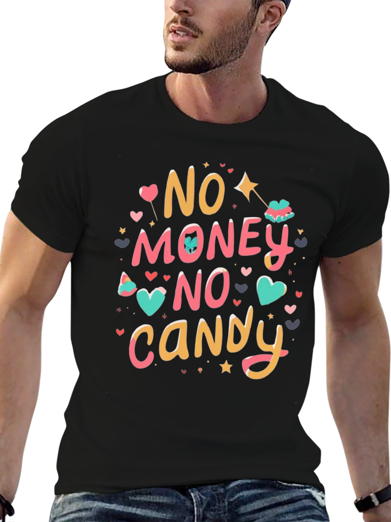 Black No Money No Candy Graphic Tee view 6