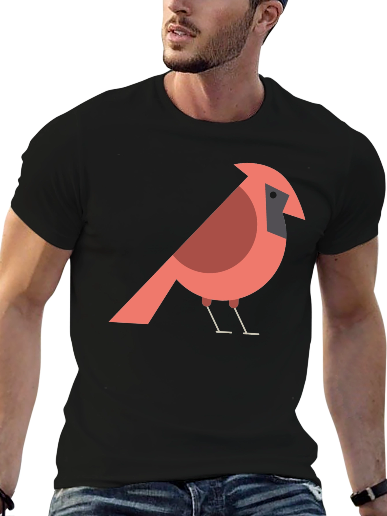 Black Cardinal Bird Graphic T-Shirt - Casual Cotton Tee view 6