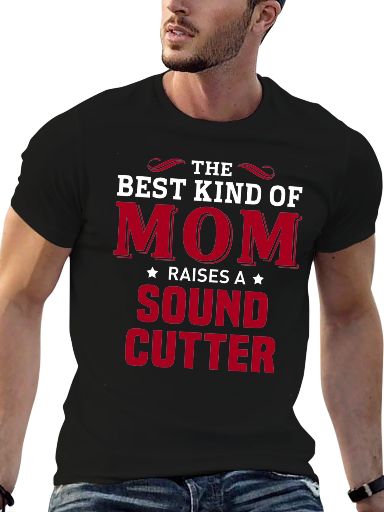 Black Best Kind of Mom T-Shirt - Sound Cutter view 6