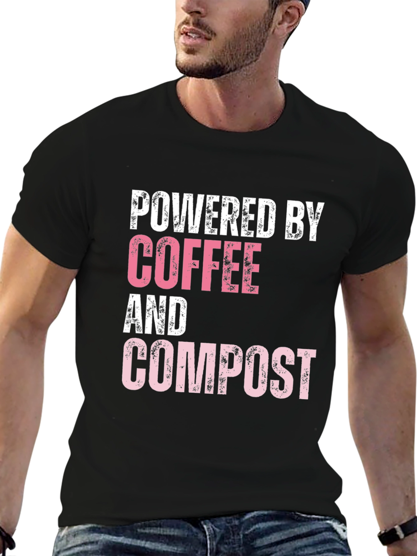 Black Powered By Coffee & Compost Graphic Tee - Eco Friendly view 6