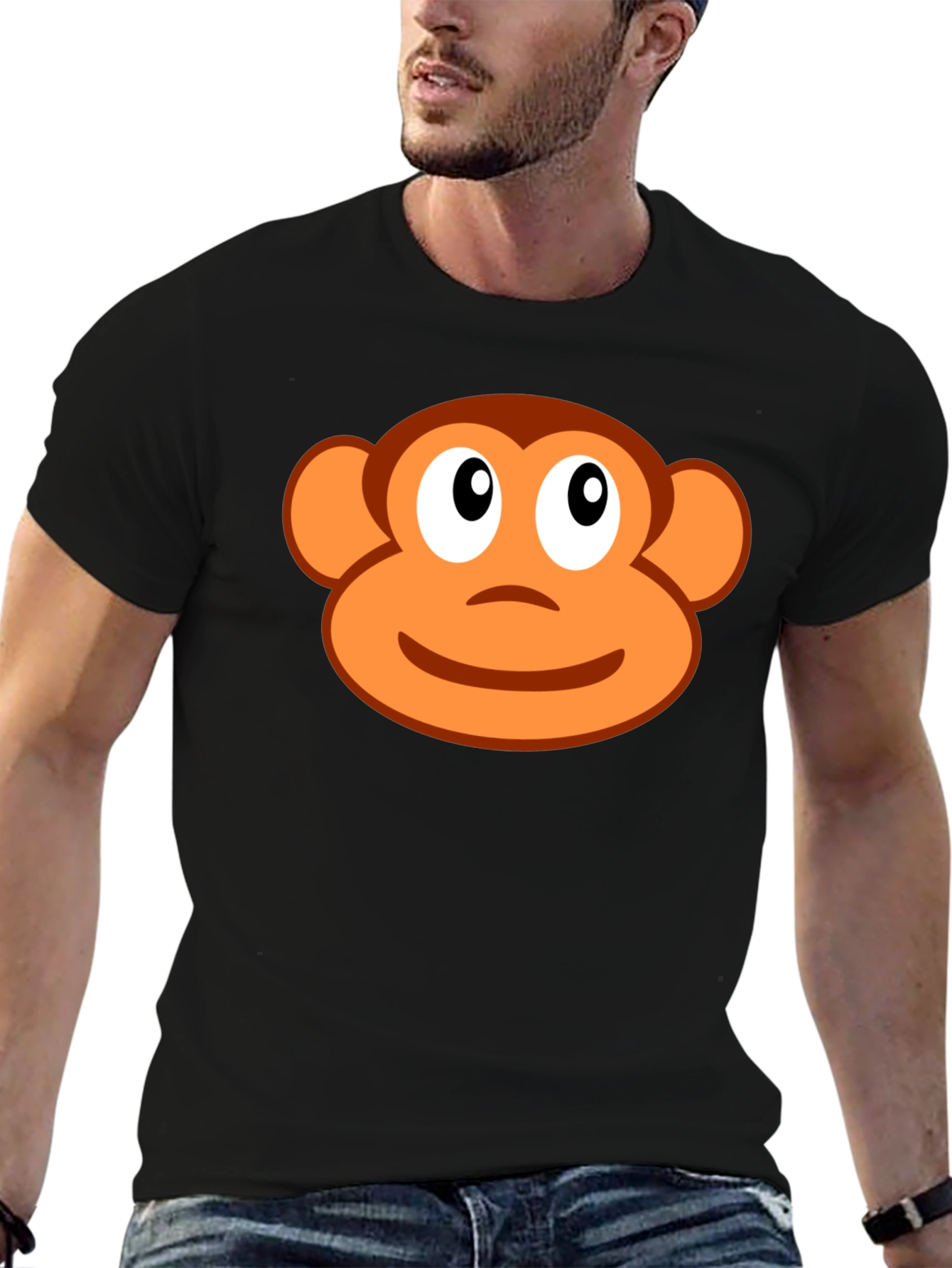 Black Monkey Face Graphic Black T-Shirt - Soft Cotton Blend view 6