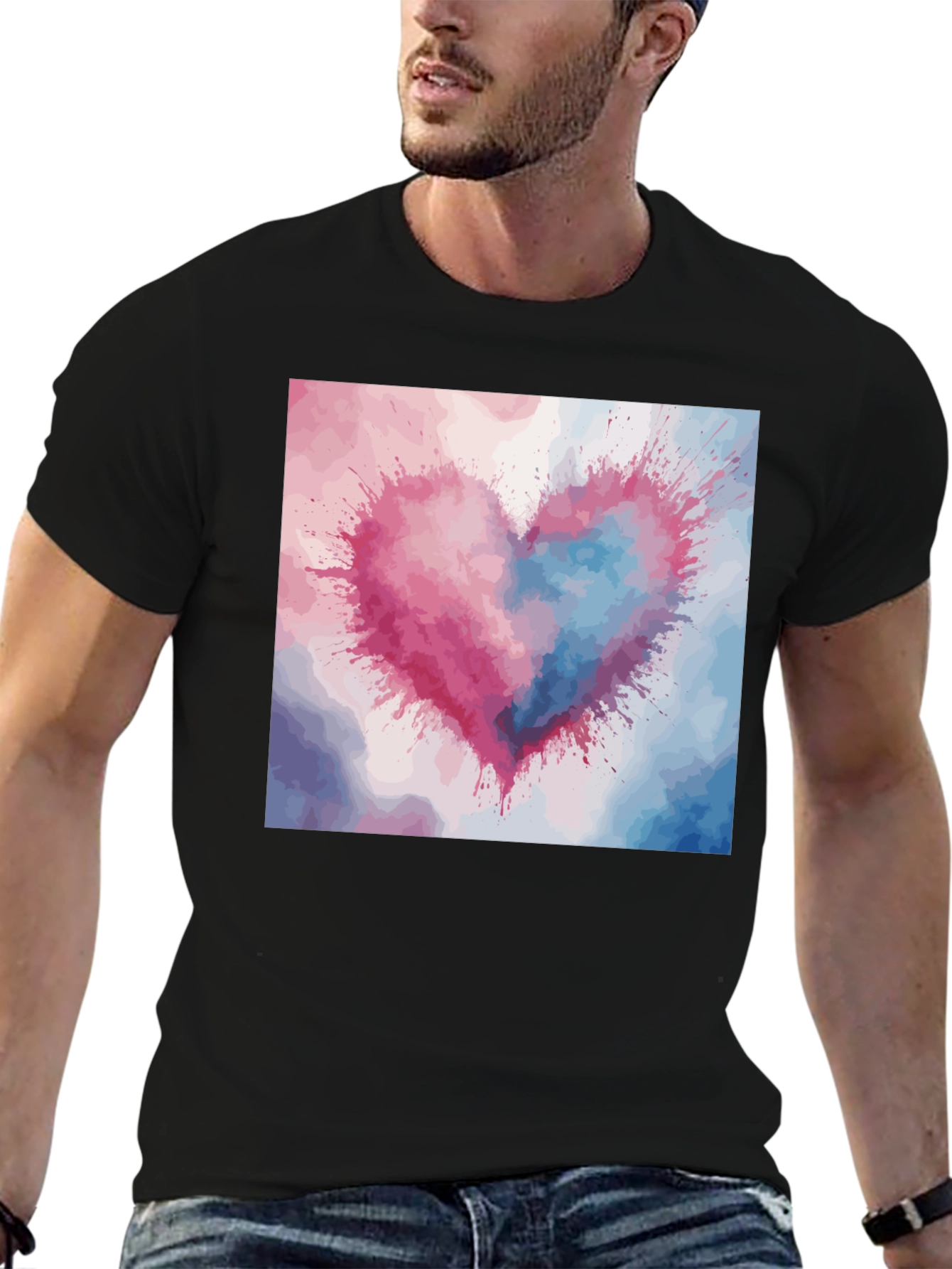 Black Watercolor Heart Graphic Tee view 6