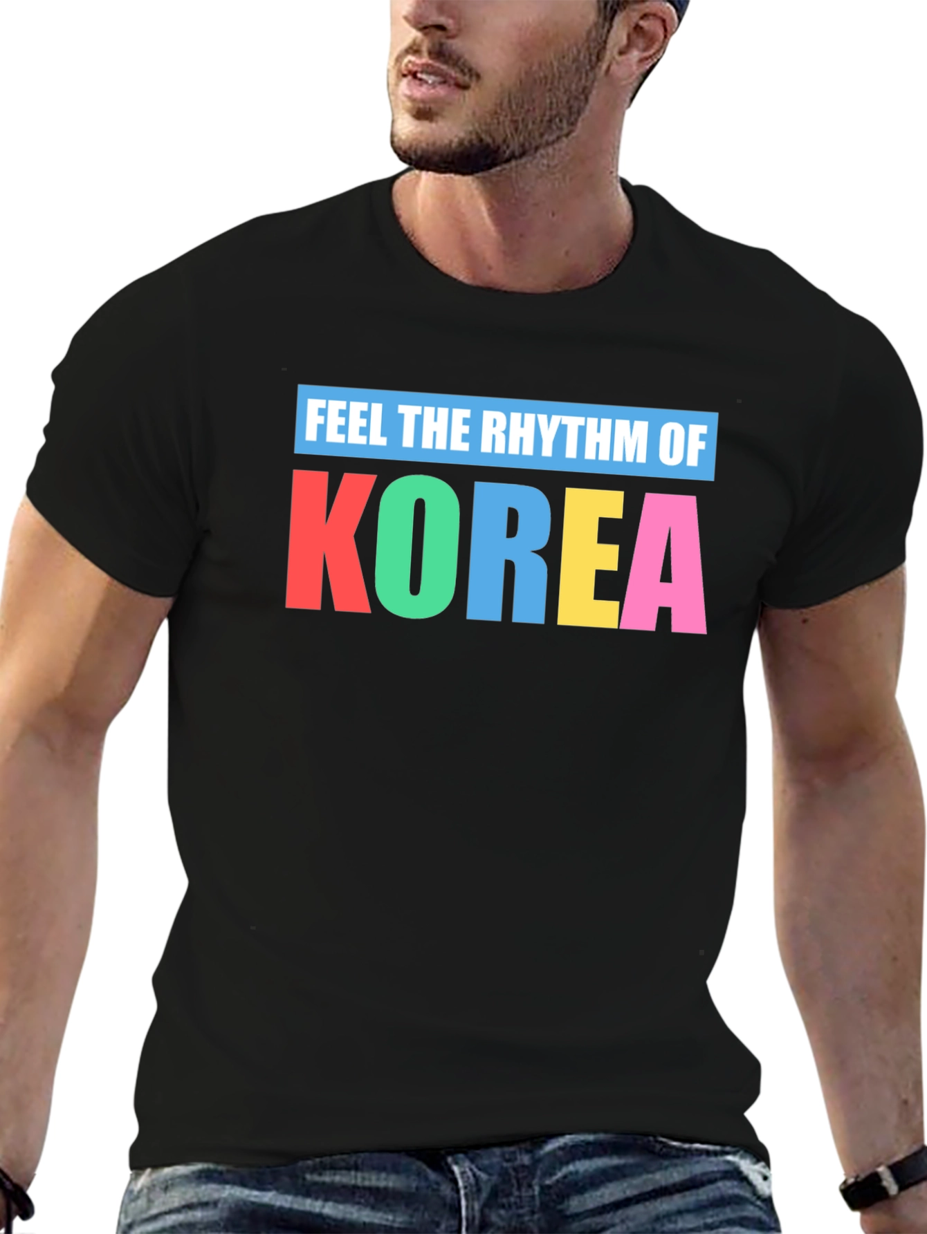 Black Feel the Rhythm of Korea T-Shirt view 6