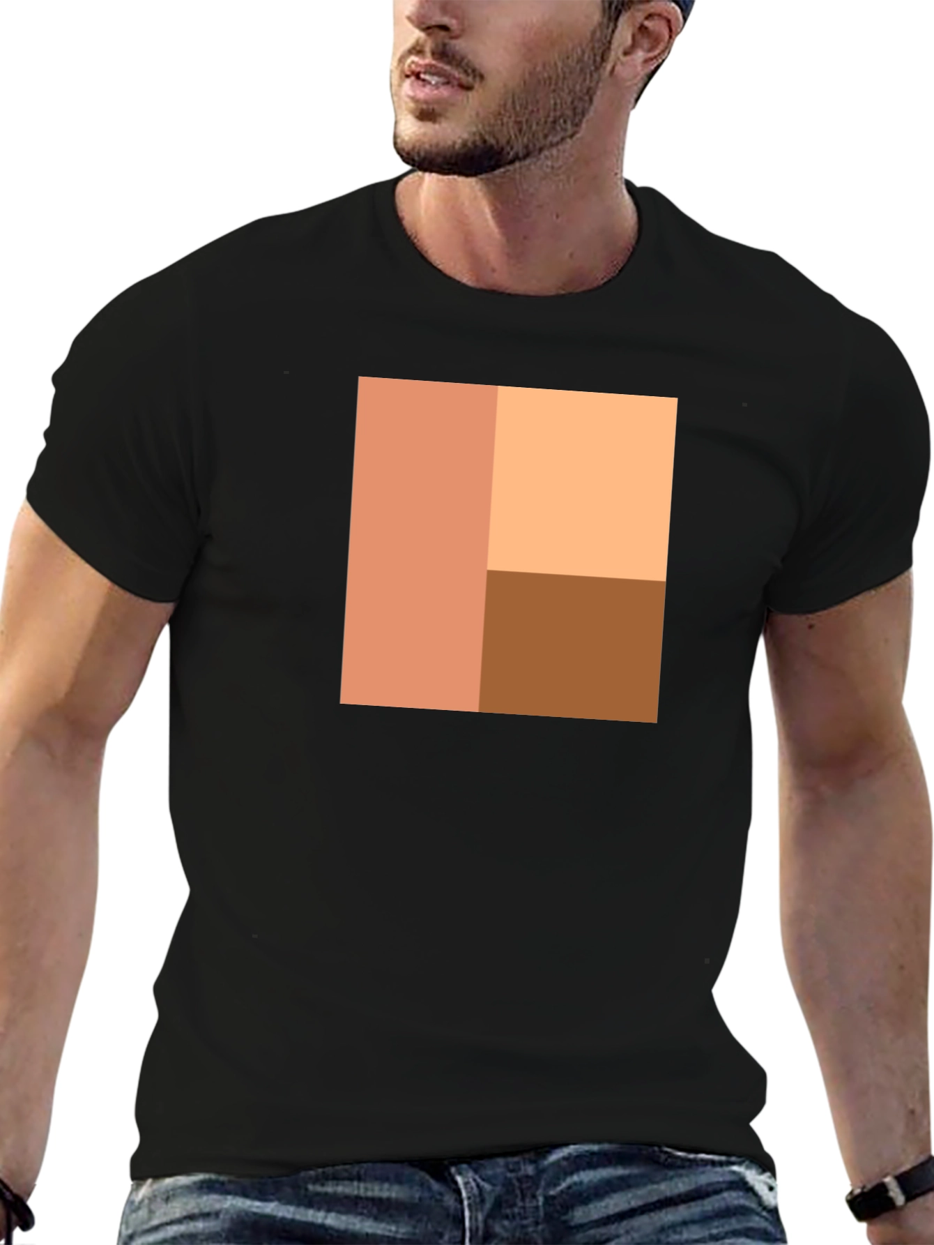 Black Modern Minimalist Geometric Graphic T-Shirt view 6