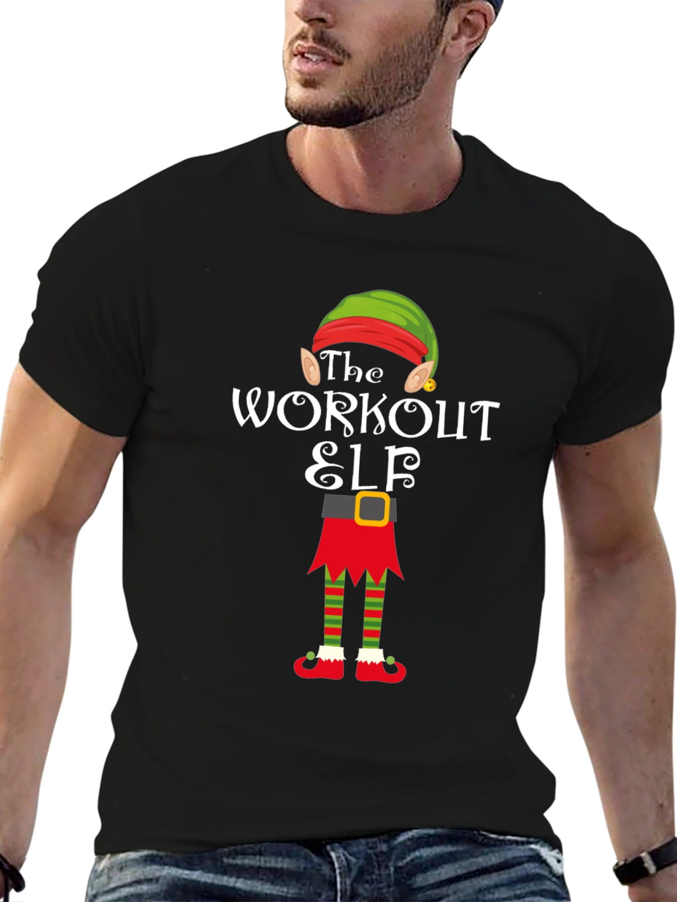 Black The Workout Elf Graphic T-Shirt view 6