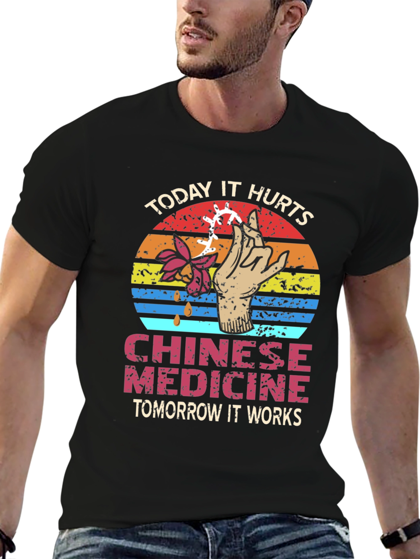 Black Chinese Medicine T-Shirt: Today It Hurts view 6