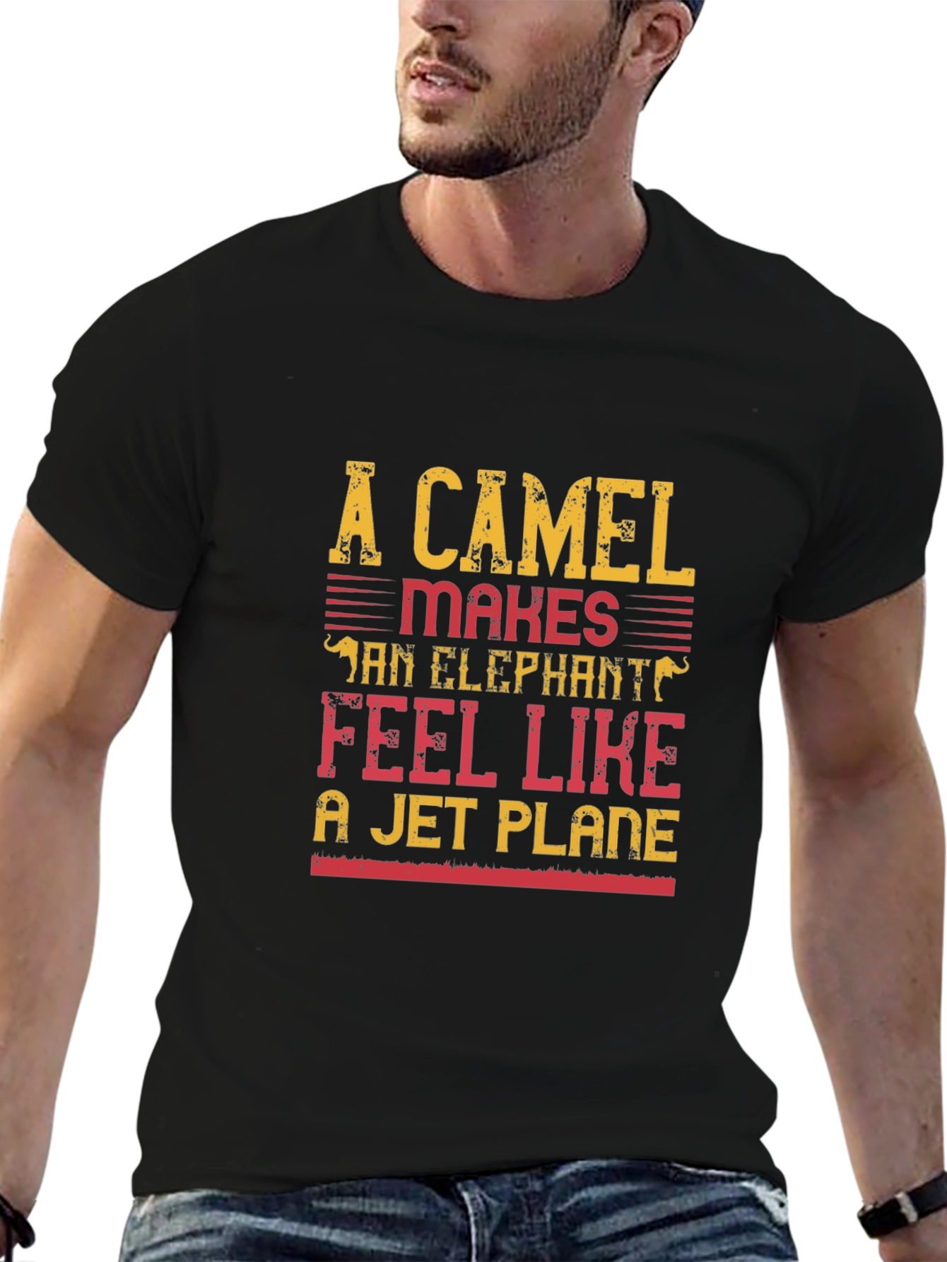 Black Funny Camel & Elephant T-Shirt view 6