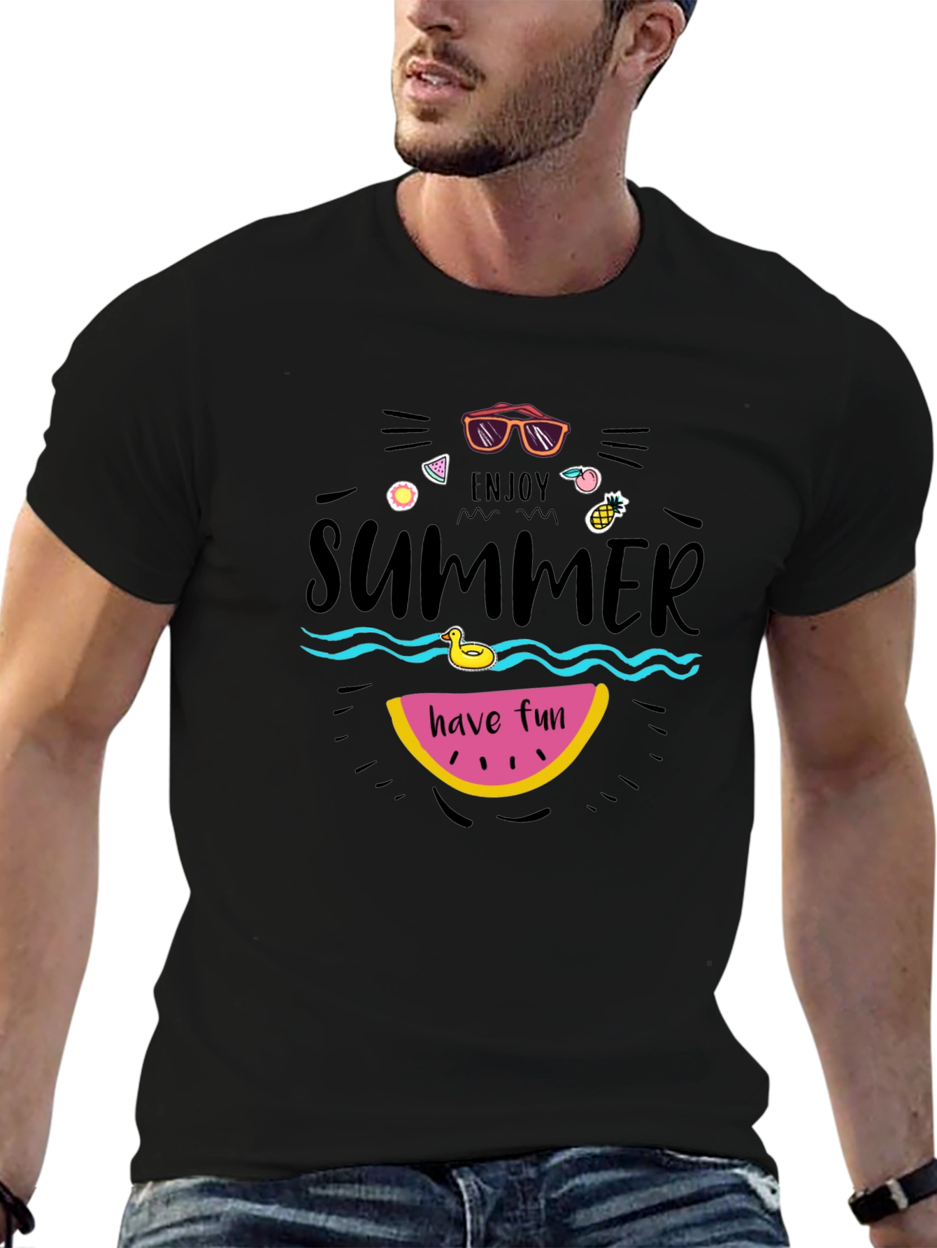 Black Enjoy Summer Graphic Tee - Fun in the Sun! view 6