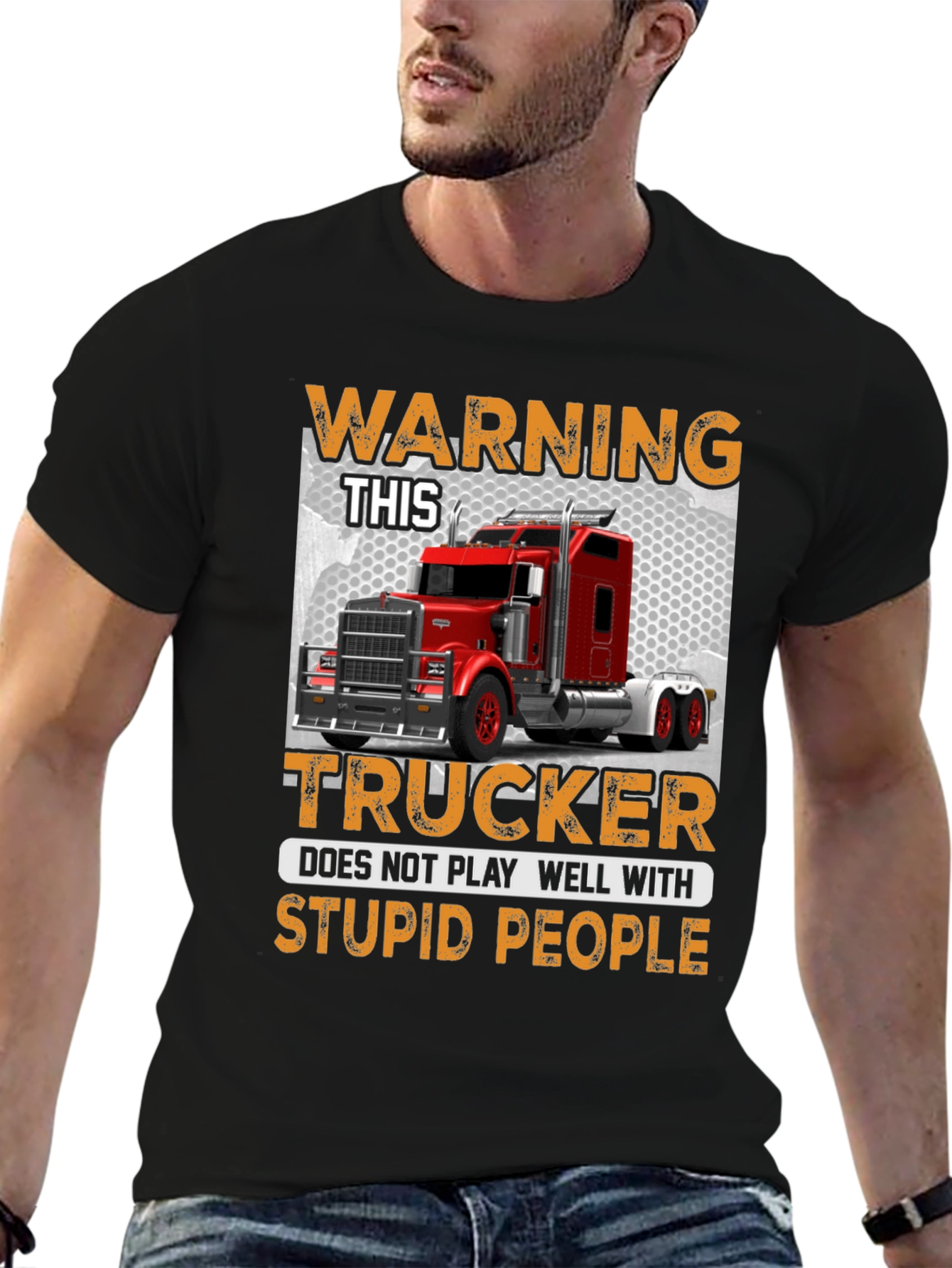 Warning Trucker Graphic Tee - 6