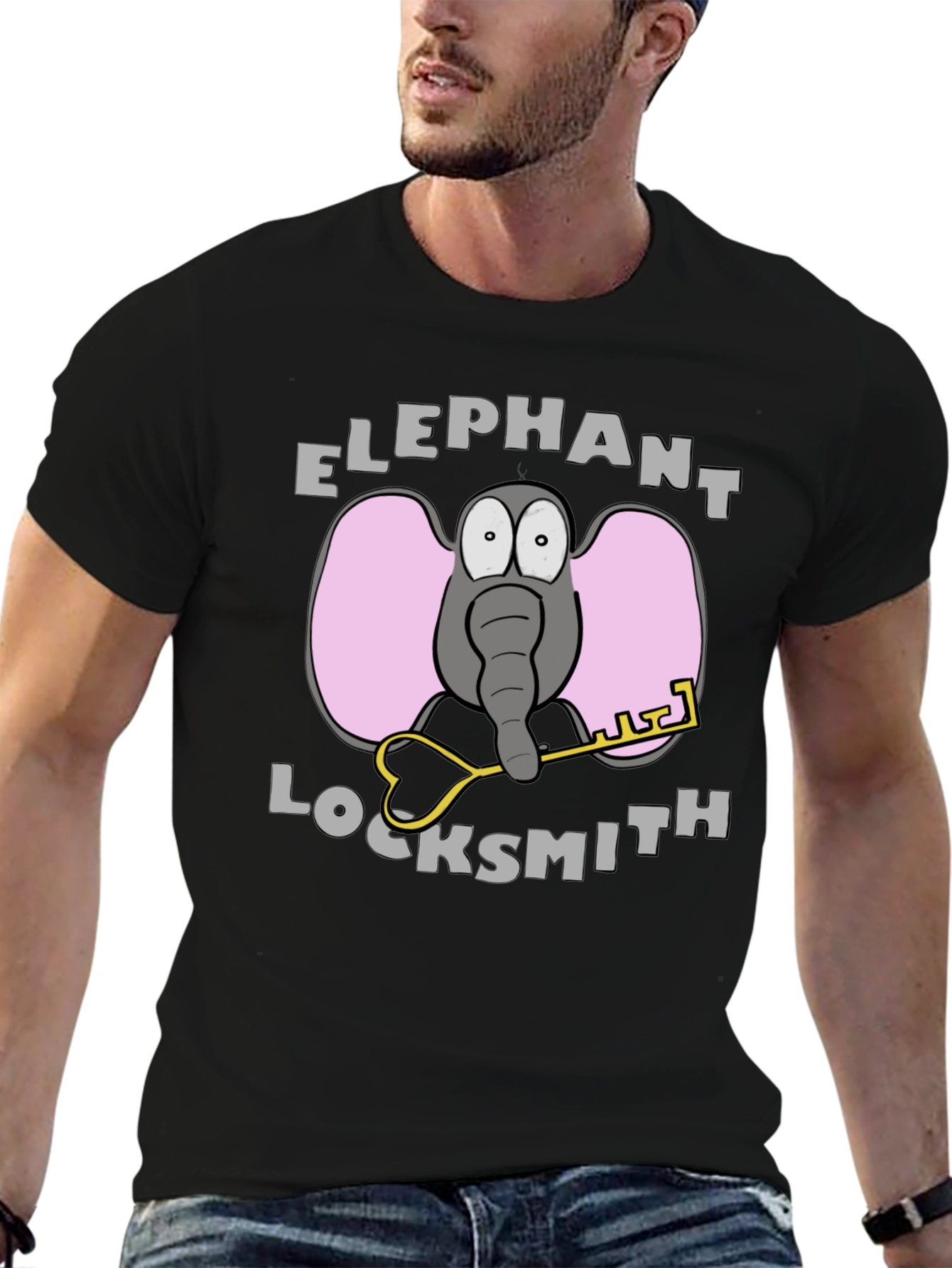 Black Elephant Locksmith Graphic T-Shirt view 6