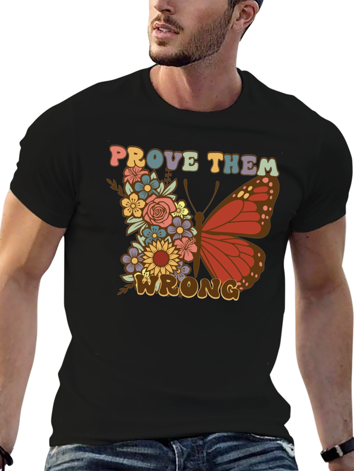 Black Floral Butterfly Prove Them Wrong Graphic Tee view 6