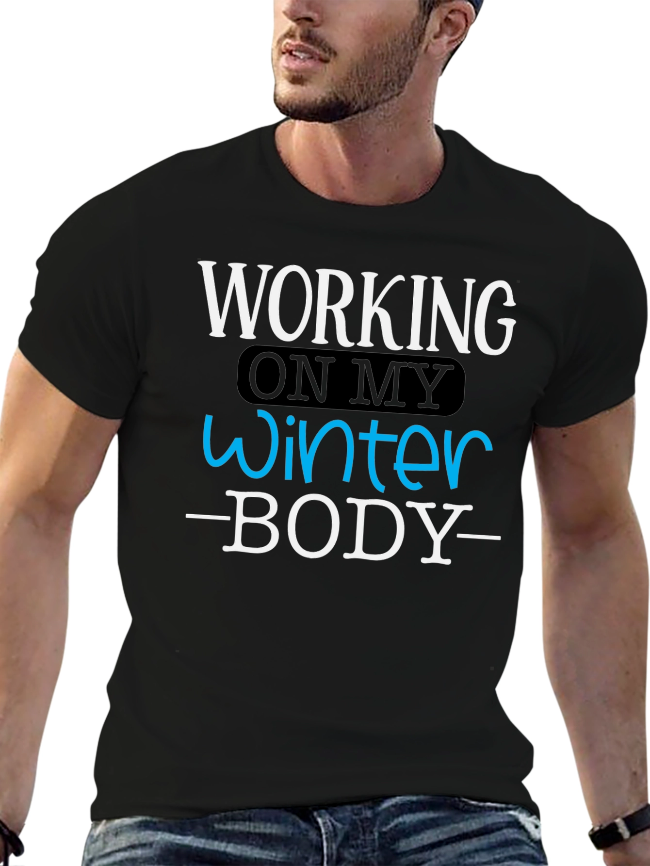 Black Winter Body T-Shirt - Funny Workout Gym Tee view 6