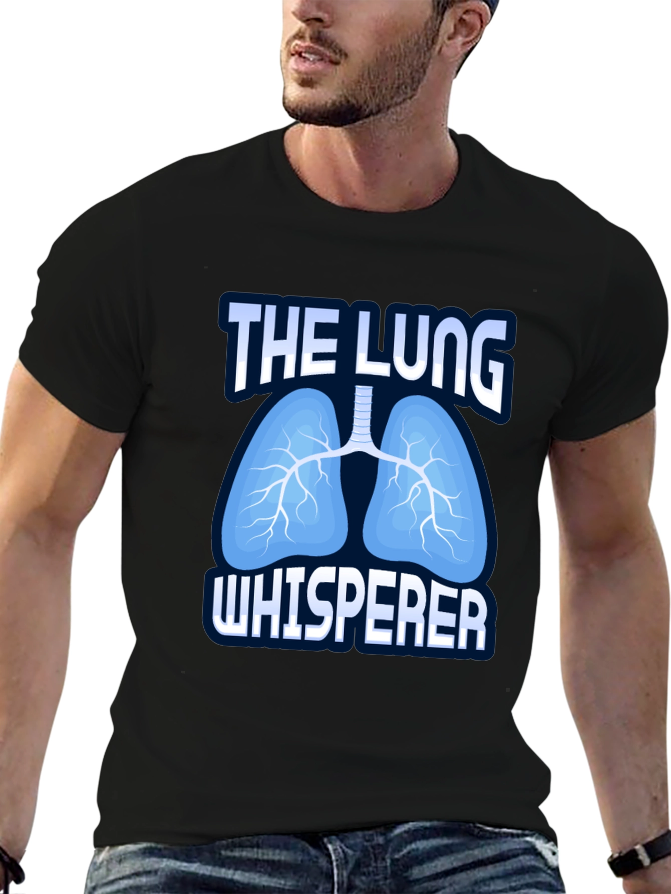 Black The Lung Whisperer T-Shirt - Funny Respiratory Therapist Tee view 6