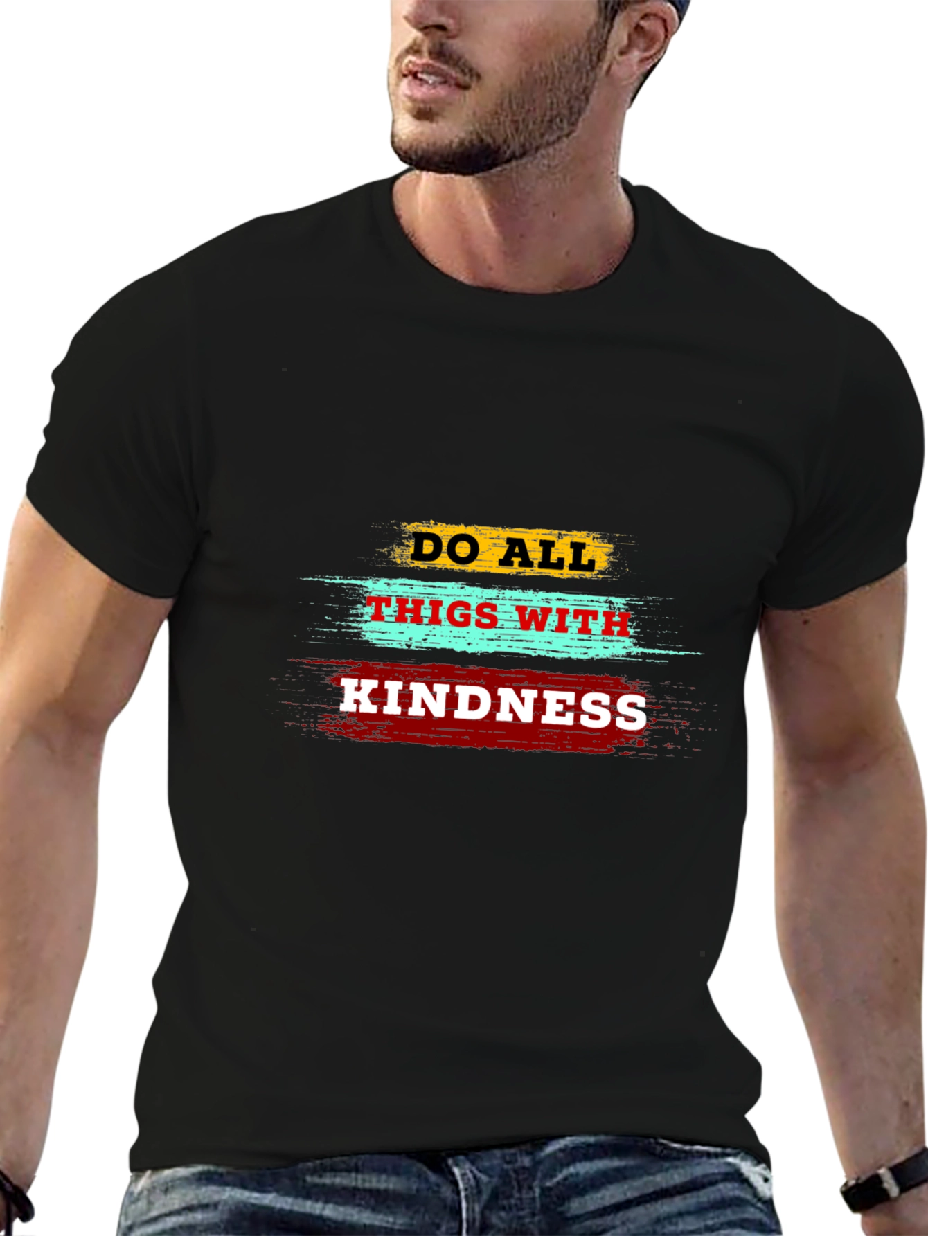 Black Kindness Graphic Tee - Inspirational Mens T-Shirt view 6