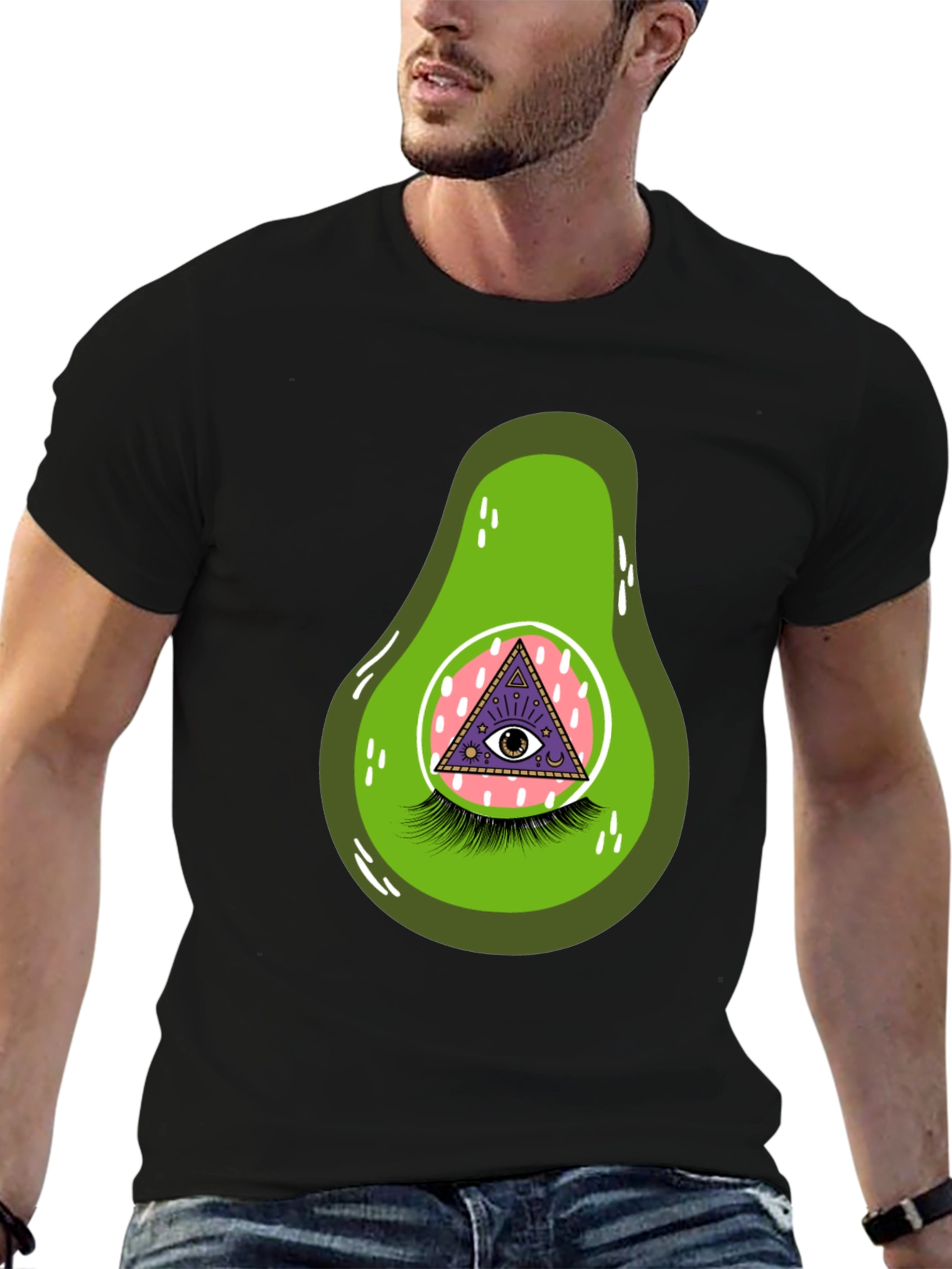 Black Avocado Eye Graphic T-Shirt - Unique & Fun view 6