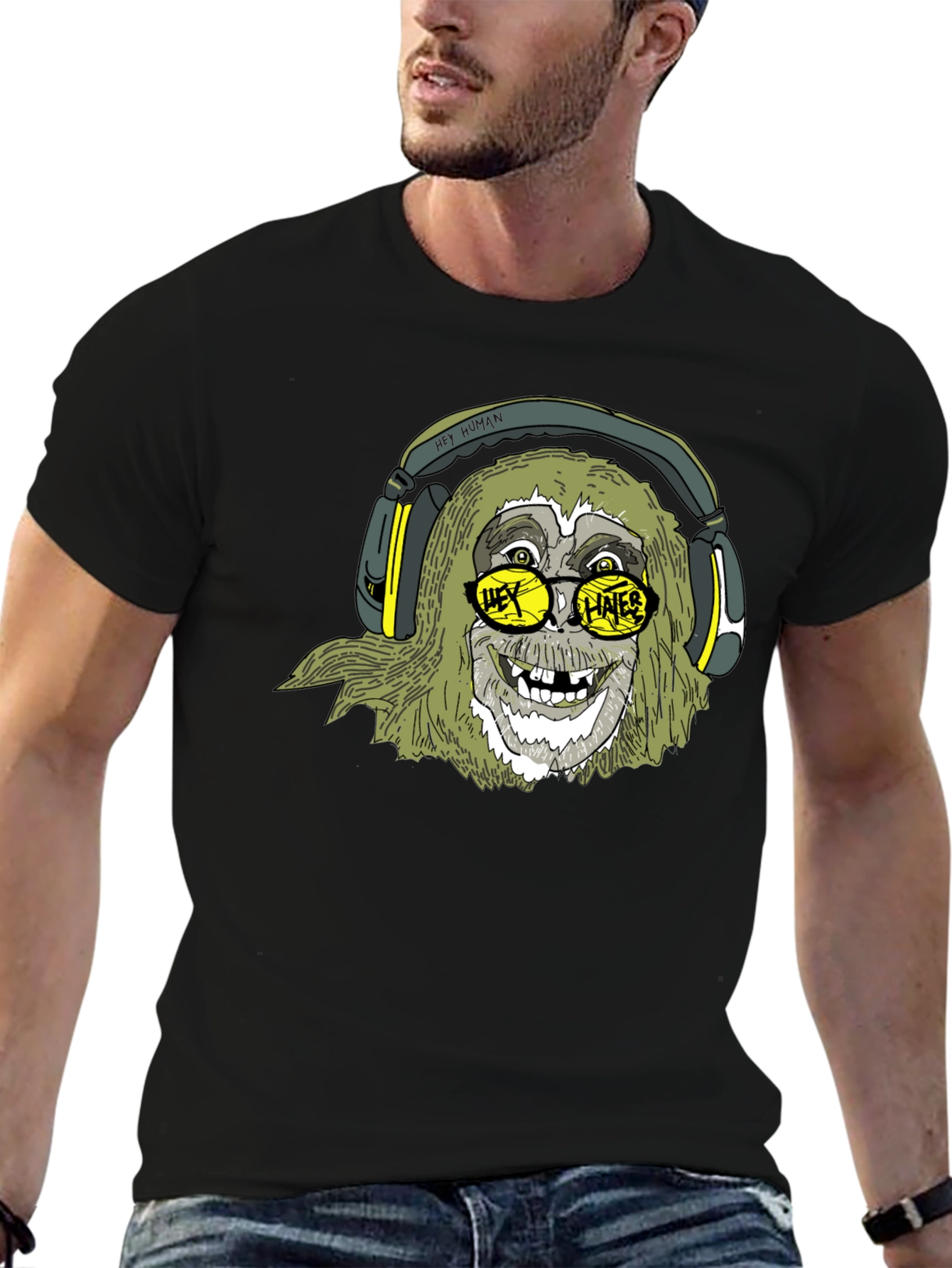 Black Hey Human Hates Graphic T-Shirt view 6