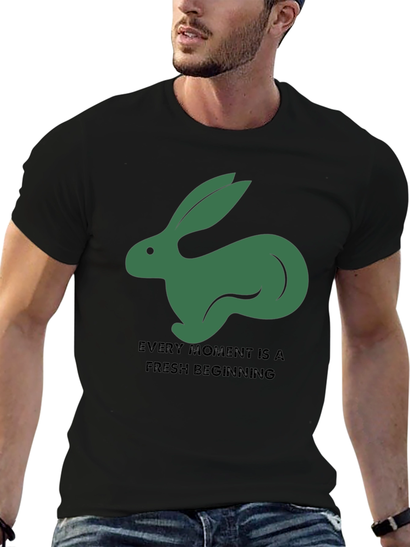 Black Hare Graphic Tee: Fresh Beginning T-Shirt view 6