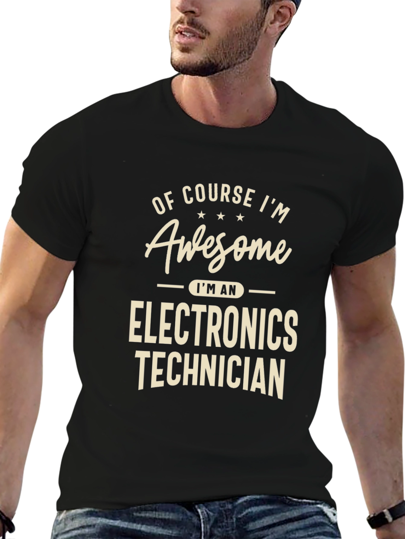 Black Awesome Electronics Technician T-Shirt view 6