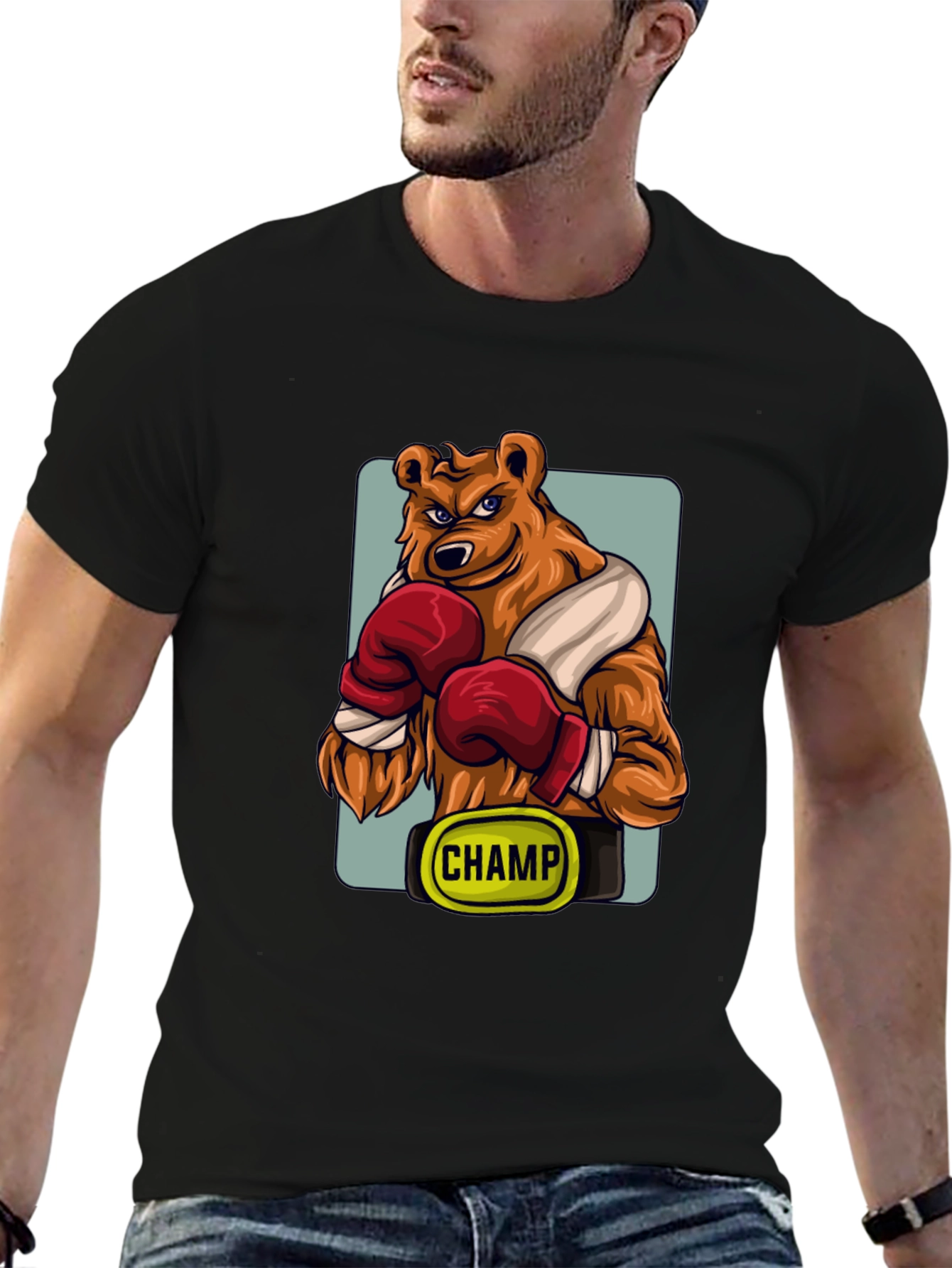 Black Boxing Bear Champ Graphic T-Shirt view 6