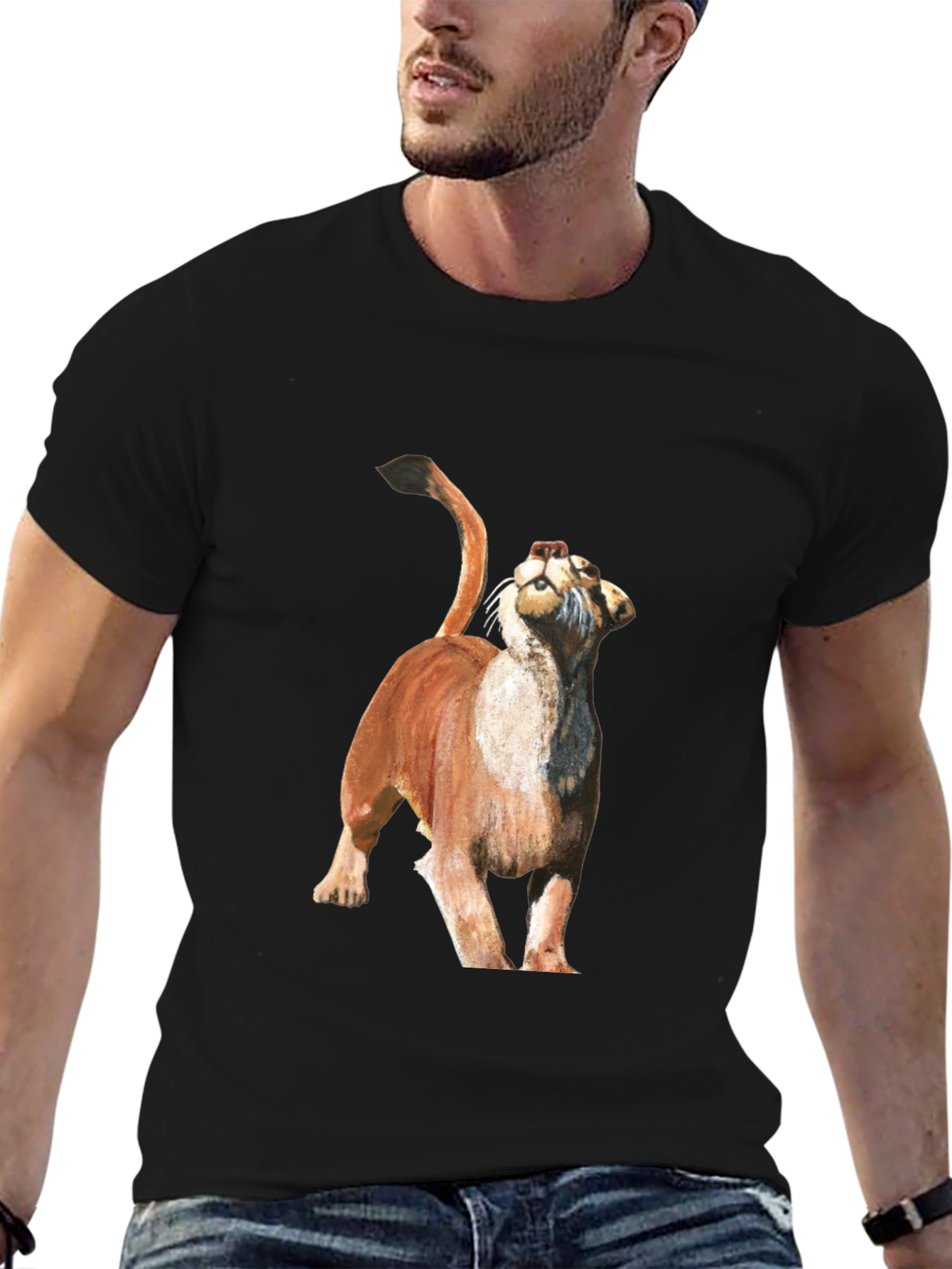 Black Mountain Lion Graphic Tee - Black Cotton Blend view 6