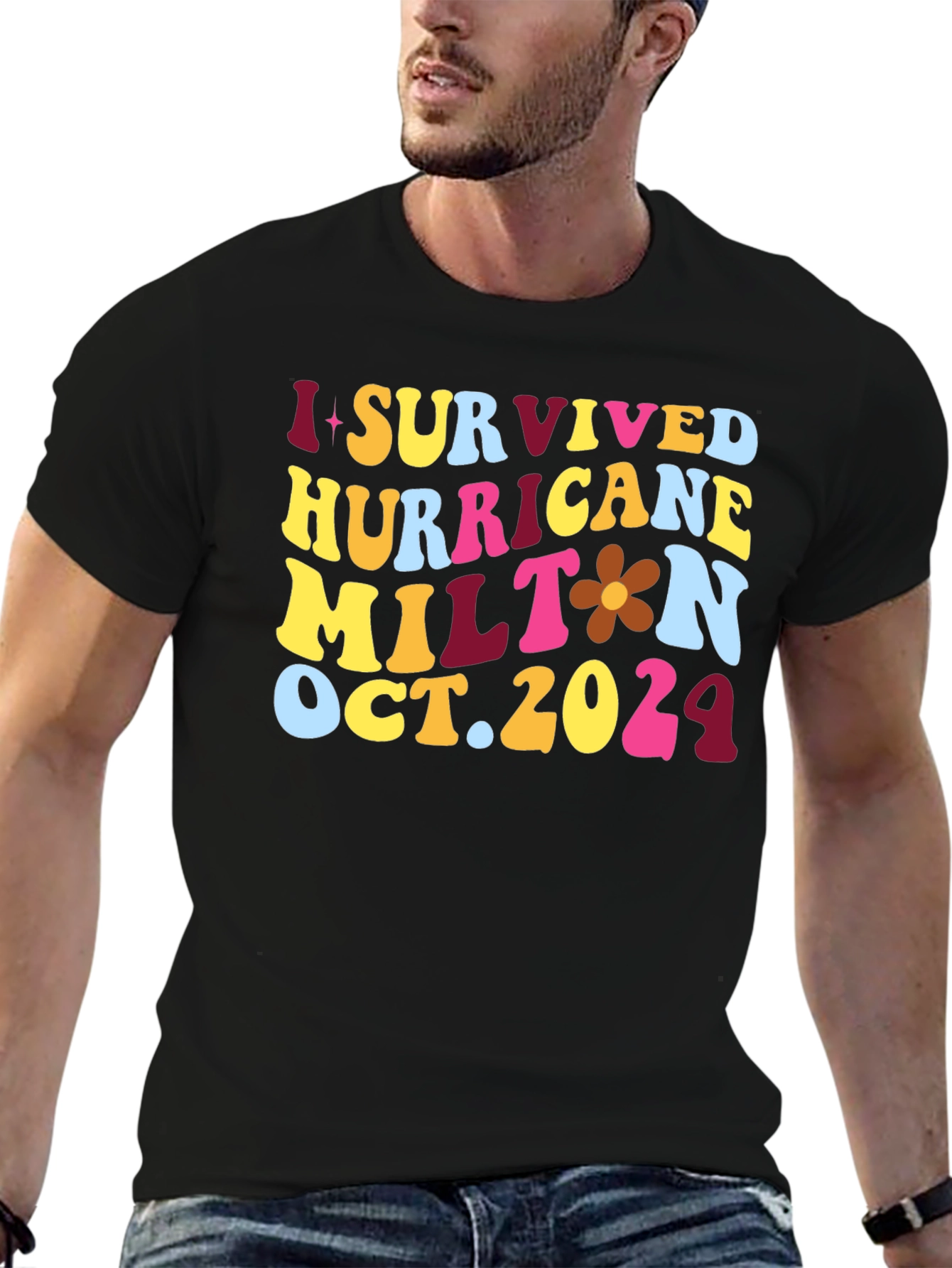 Black I Survived Hurricane Milton T-Shirt view 6