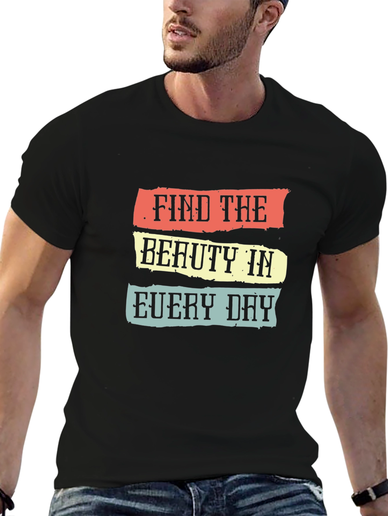 Black Find the Beauty T-Shirt - Inspirational Graphic Tee view 6