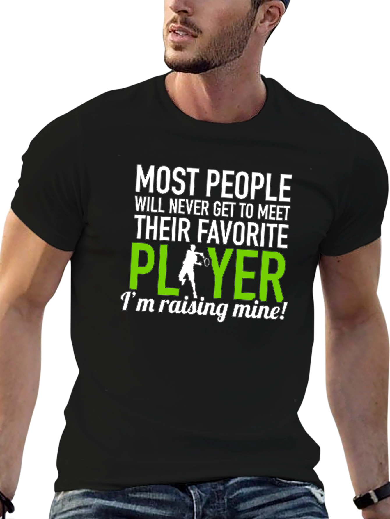 Black Tennis Player T-Shirt: Raising My Favorite! view 6