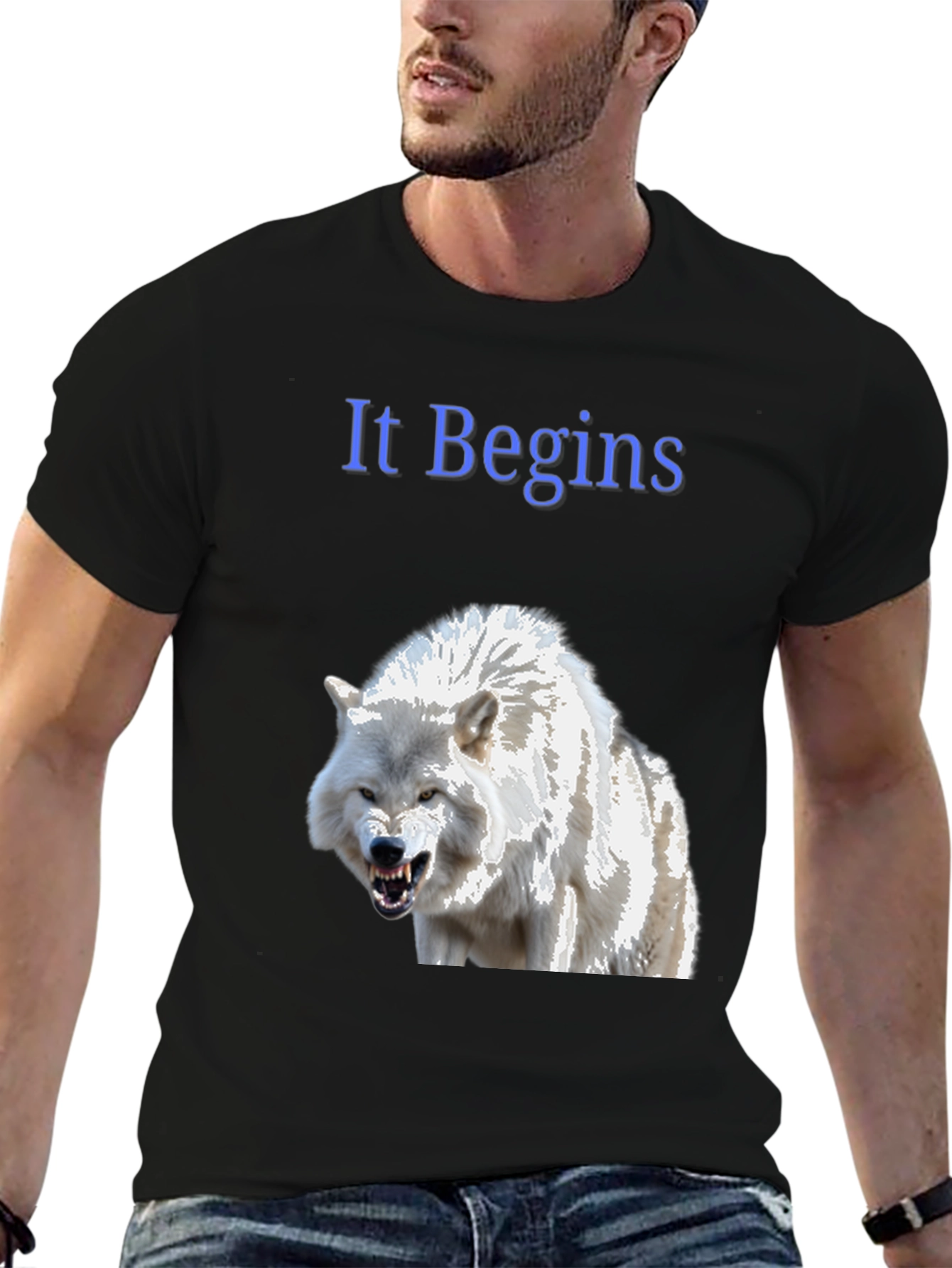 Black It Begins Wolf Graphic T-Shirt view 6