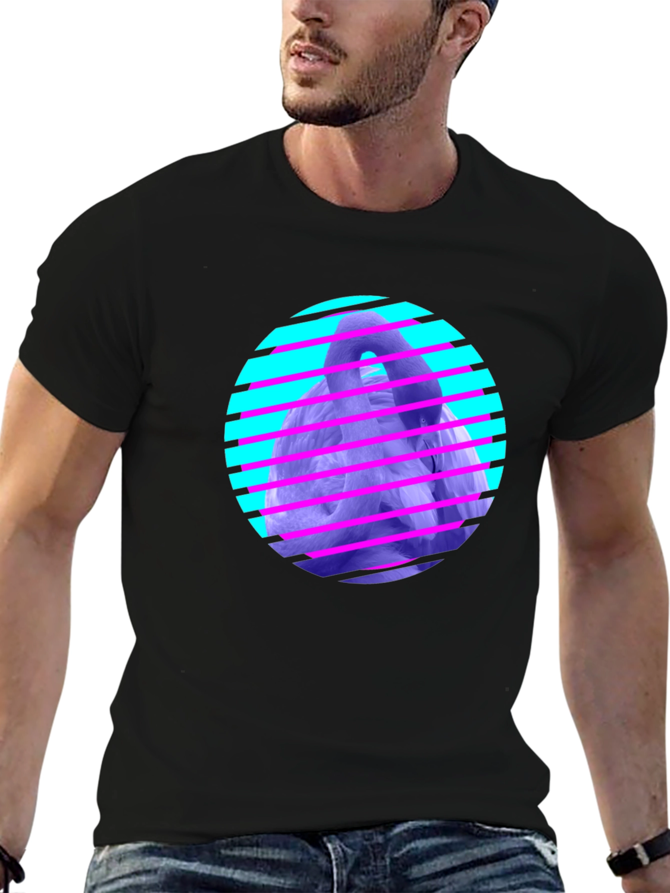 Black Retro Wave Gorilla Graphic Tee - Black Cotton view 6