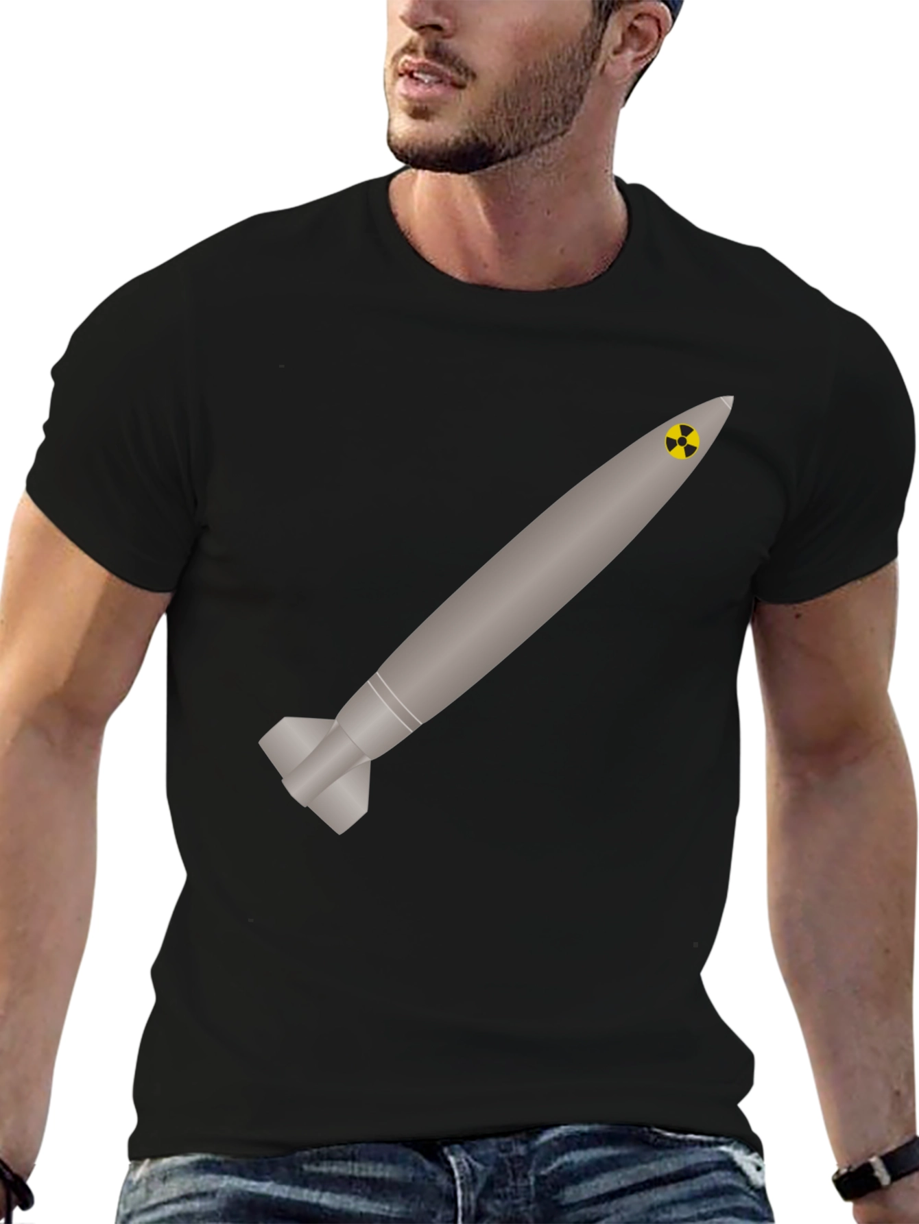 Black Nuclear Missile Graphic Tee - Black view 6
