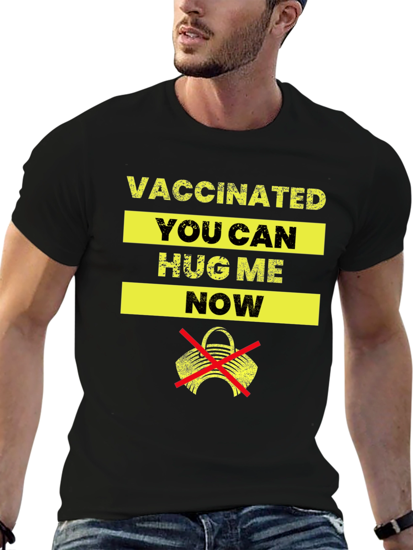 Black Vaccinated Hug Me Now Graphic T-Shirt view 6