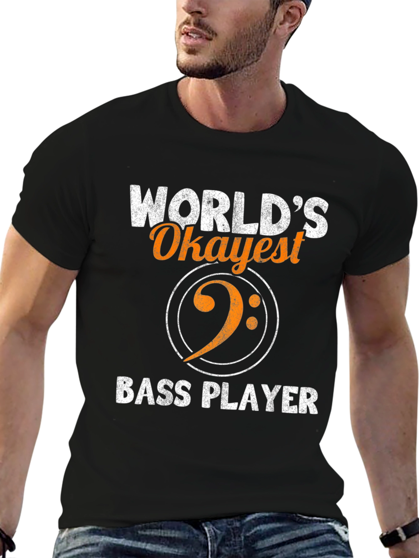 Black World's Okayest Bass Player Graphic Tee view 6