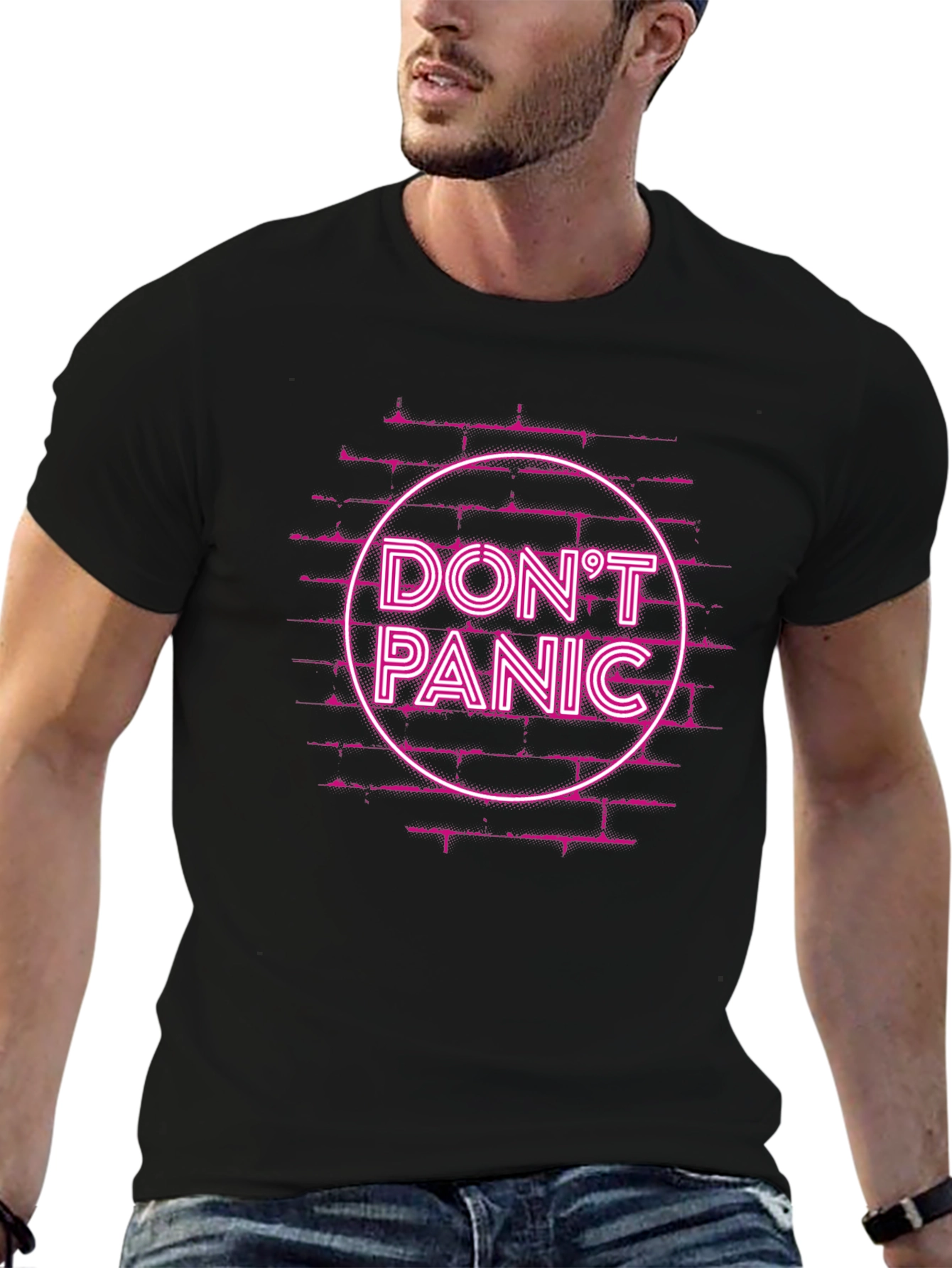 Black Don't Panic Graphic Tee - Black view 6