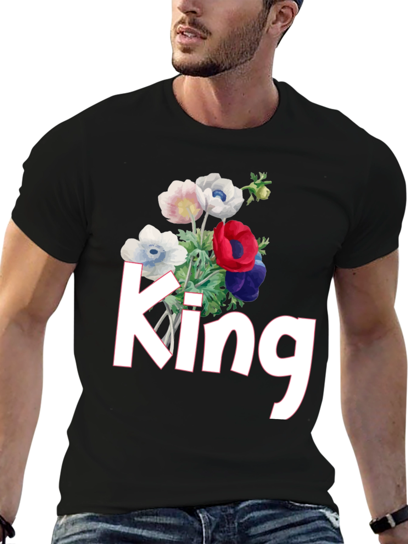 Black Floral King T-Shirt view 6